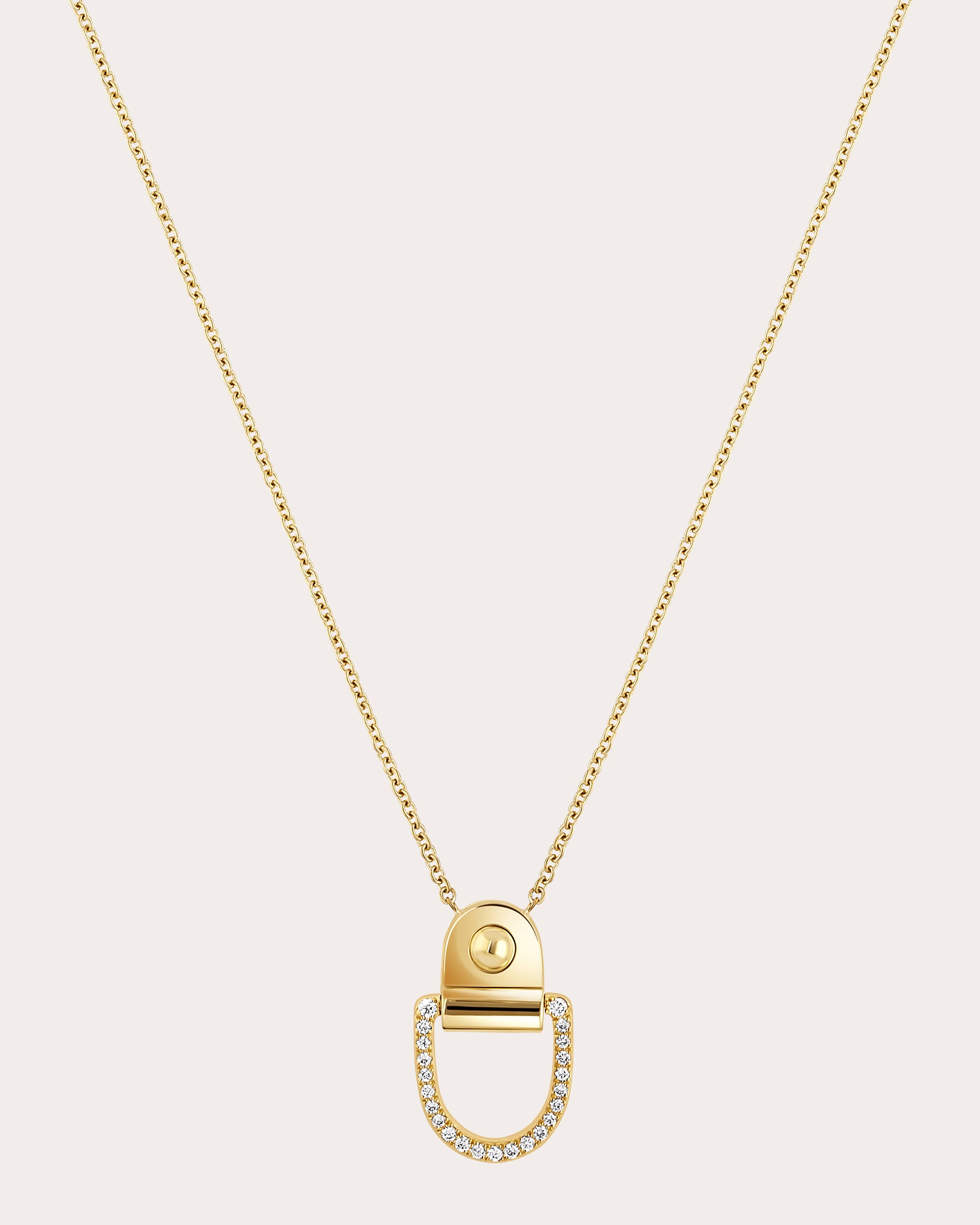 Diamond & 18k Gold Rivet M Pendant Necklace