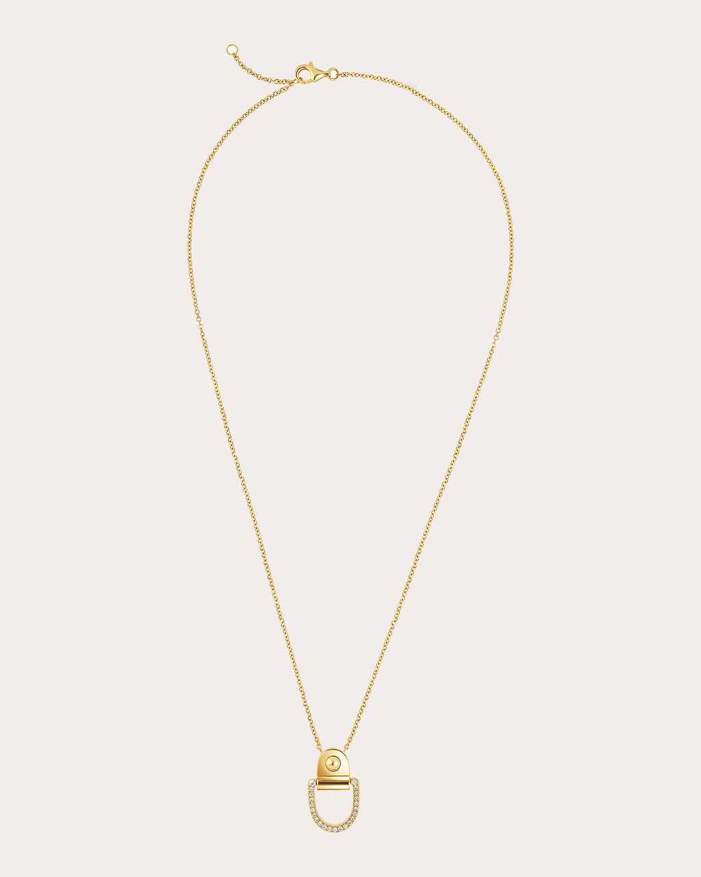 Diamond & 18k Gold Rivet M Pendant Necklace