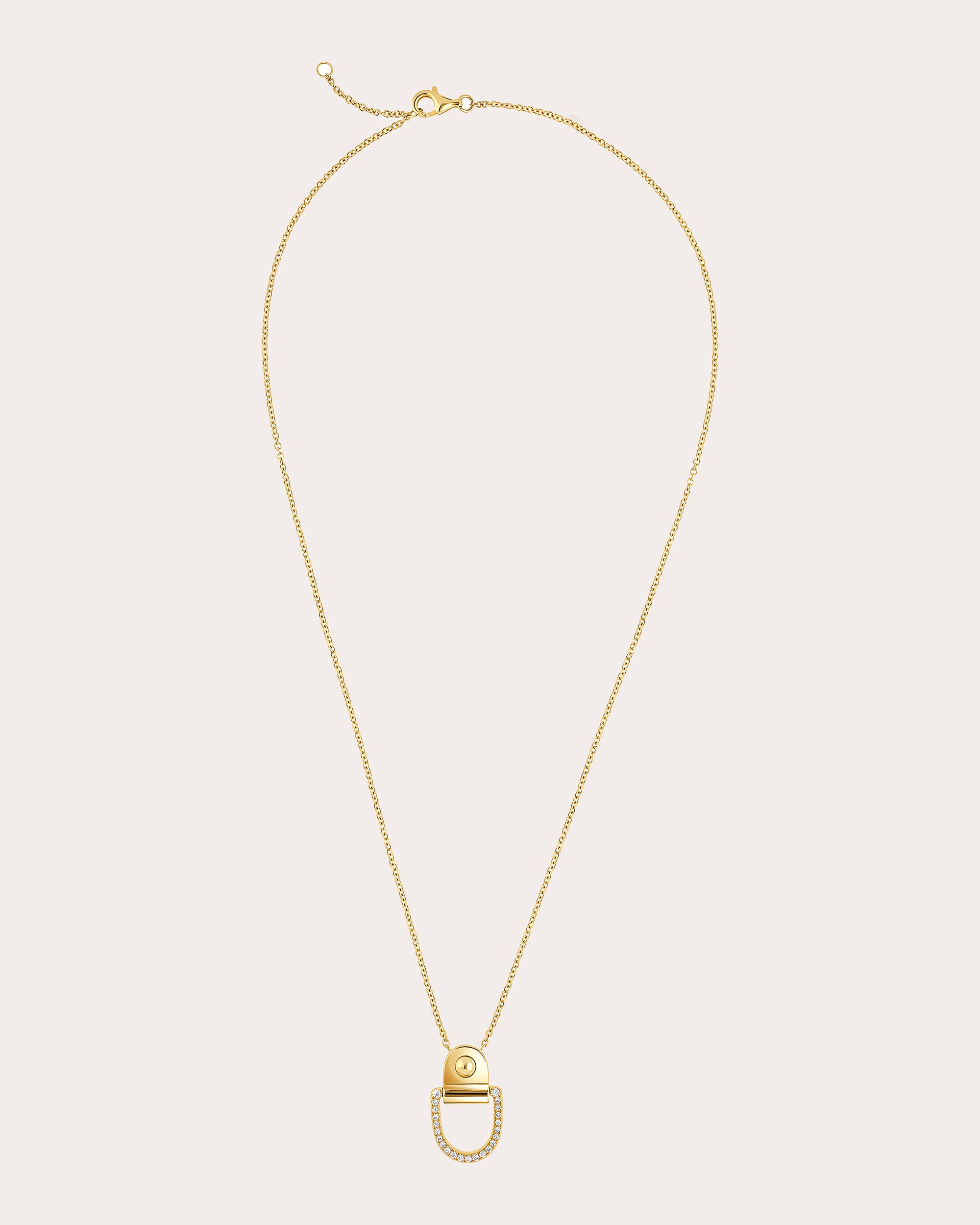 Diamond & 18k Gold Rivet M Pendant Necklace