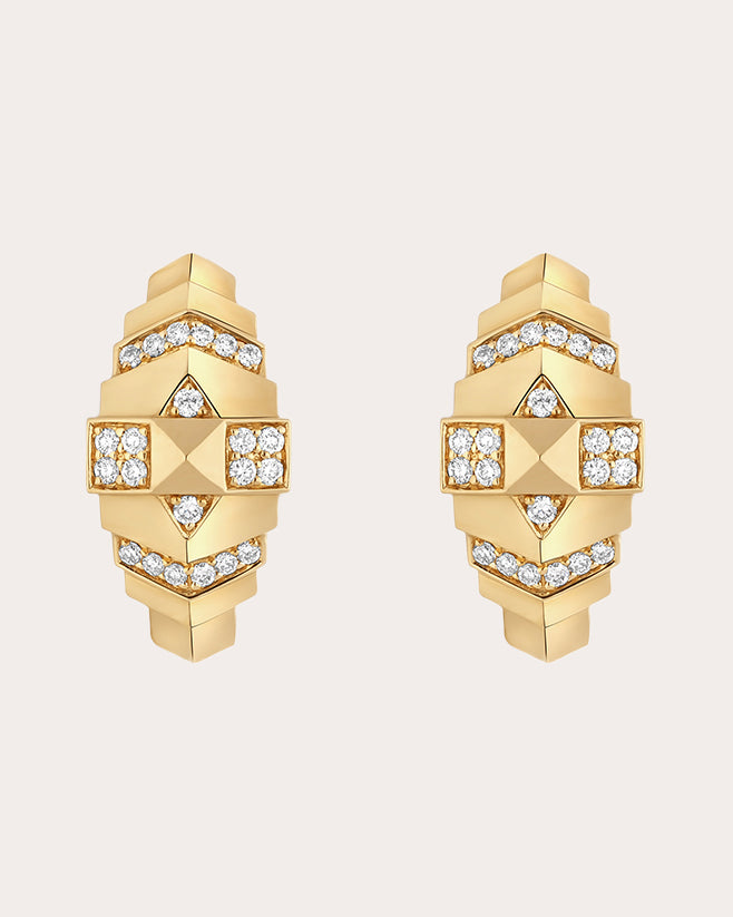 Diamond Rockaway Mini Pyramid Hoop Earrings