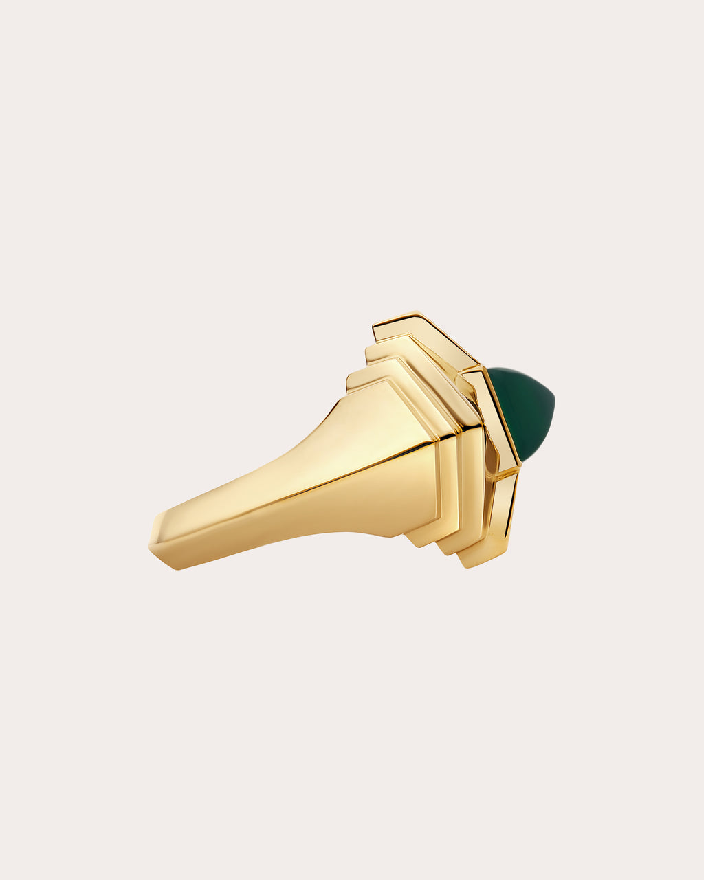 Diamond & Green Agate Rockaway Mini Pyramid Ring