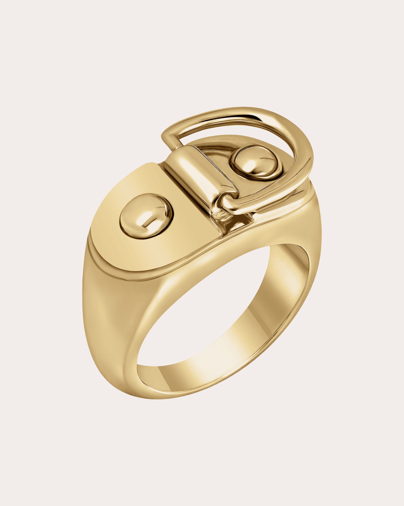 14k Gold Small Rivet Signet Ring