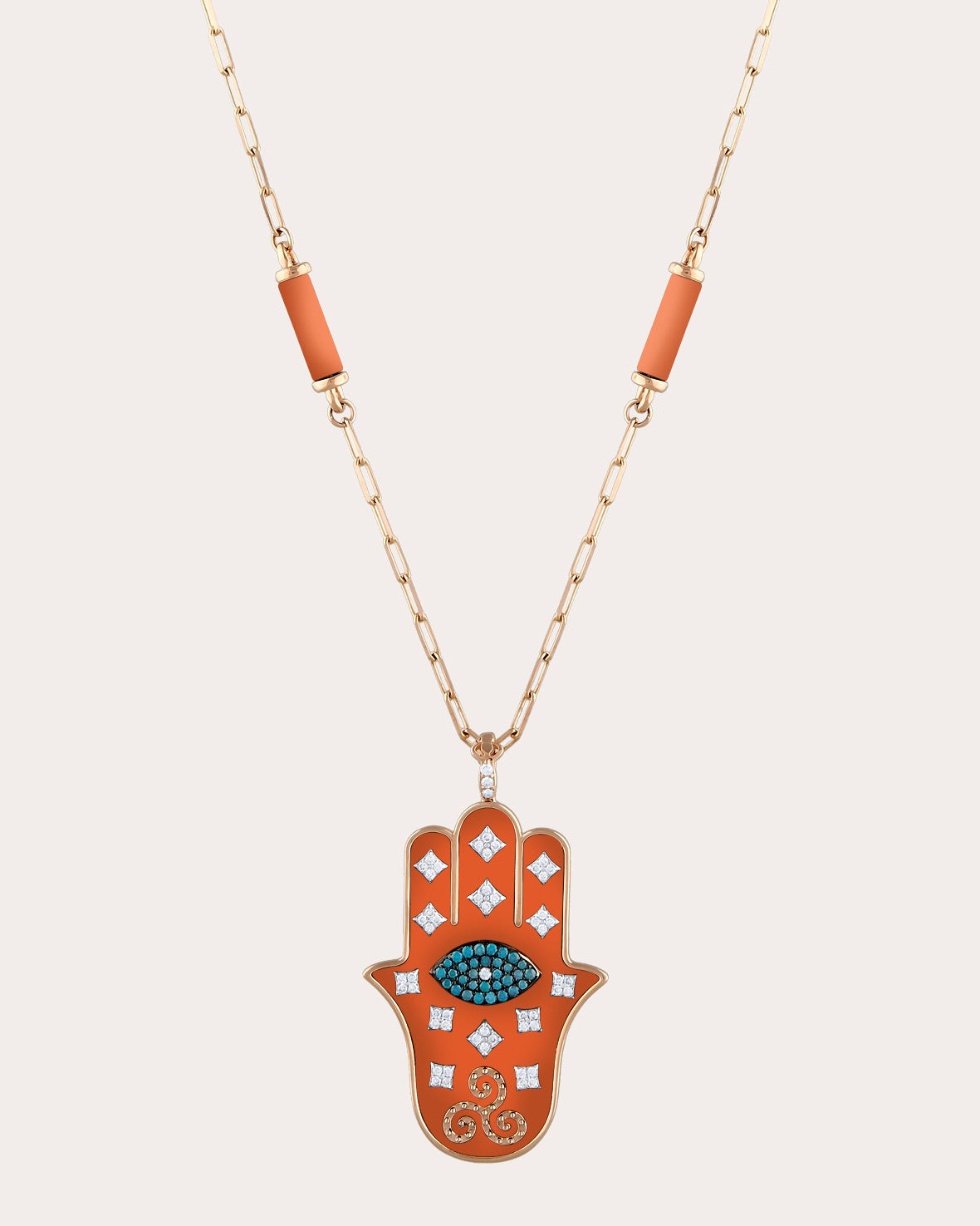Blue Diamond Fatima's Hand Pendant Necklace