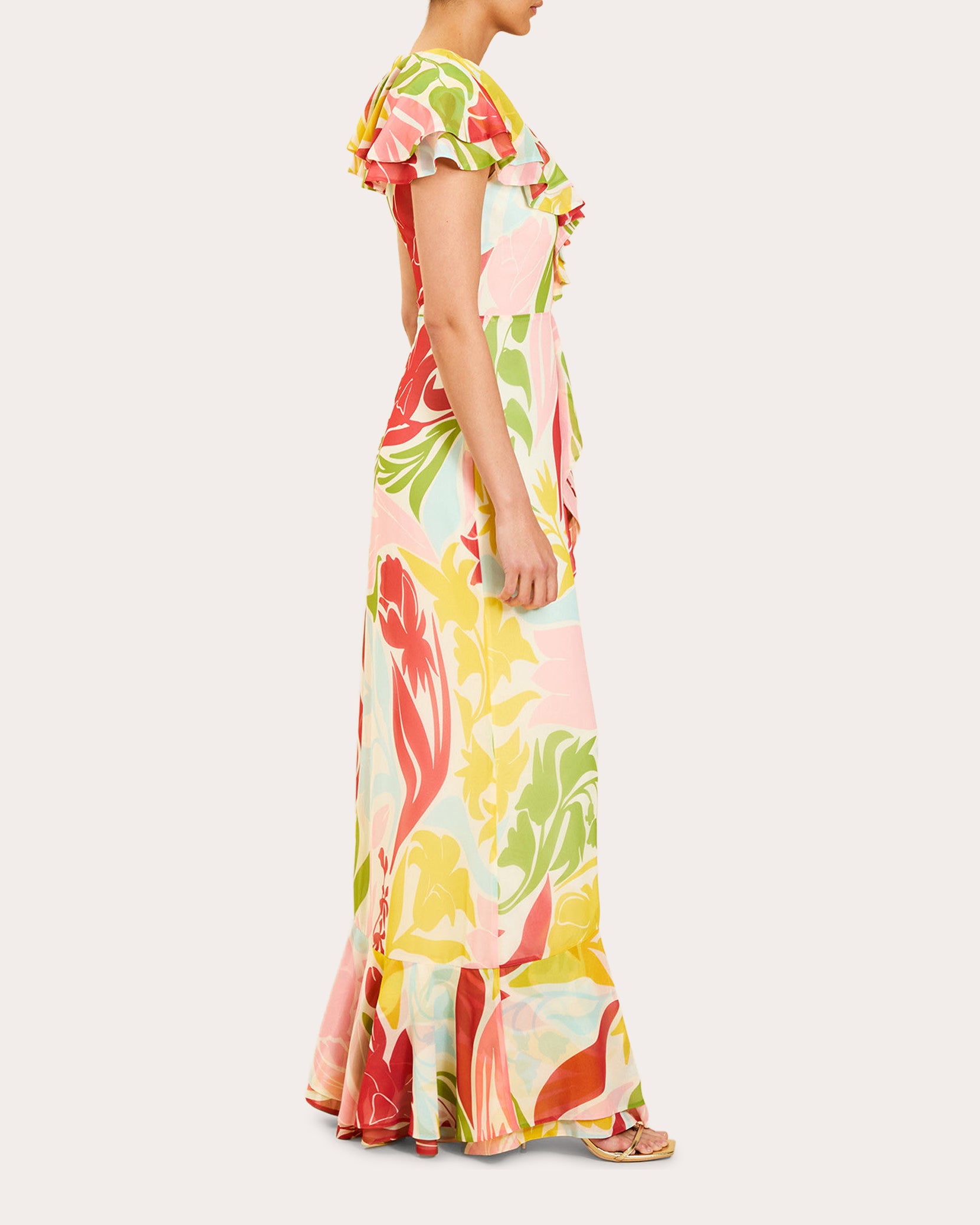 Fernanda Floral Chiffon Ruffle Gown