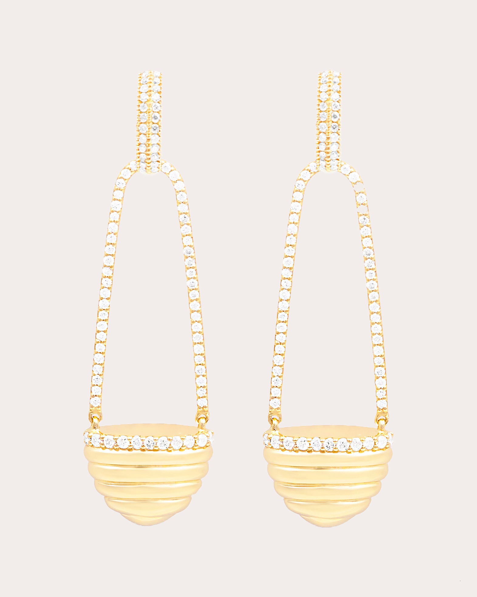 Diamond & 14k Gold Found Cap Drop Earrings