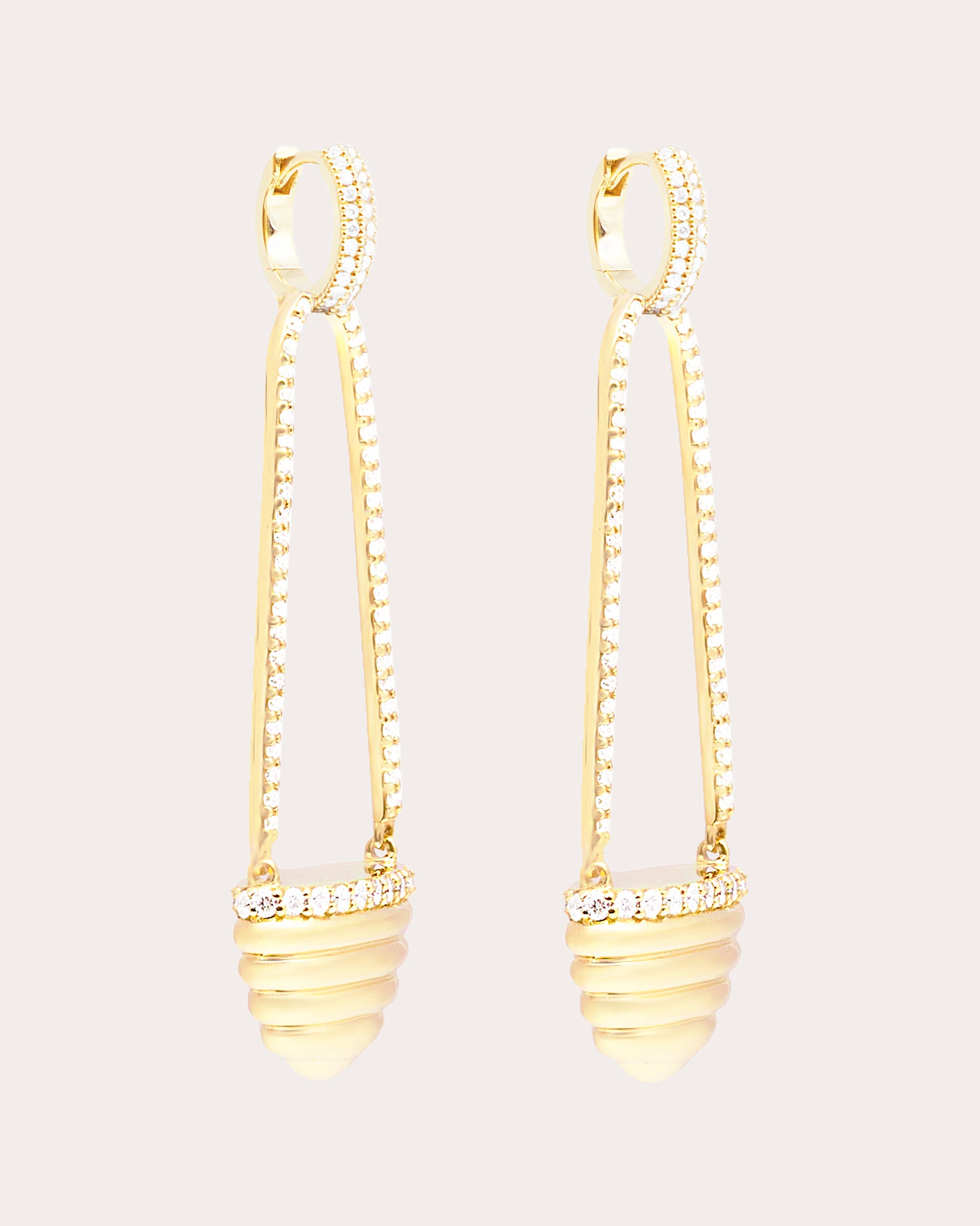Diamond & 14k Gold Found Cap Drop Earrings