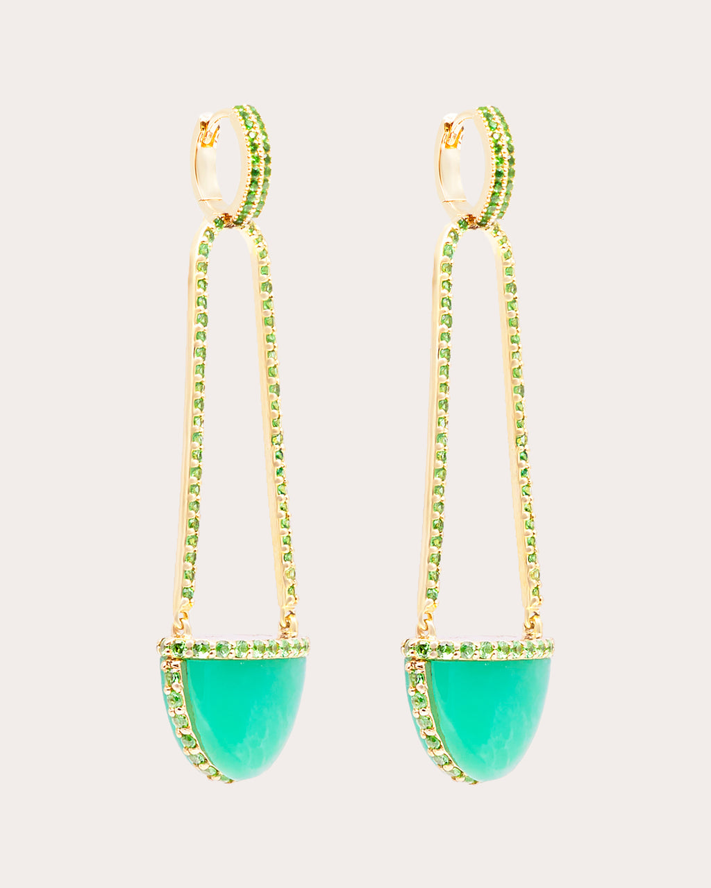 Chrysoprase & Tsavorite Found Cap Drop Earrings
