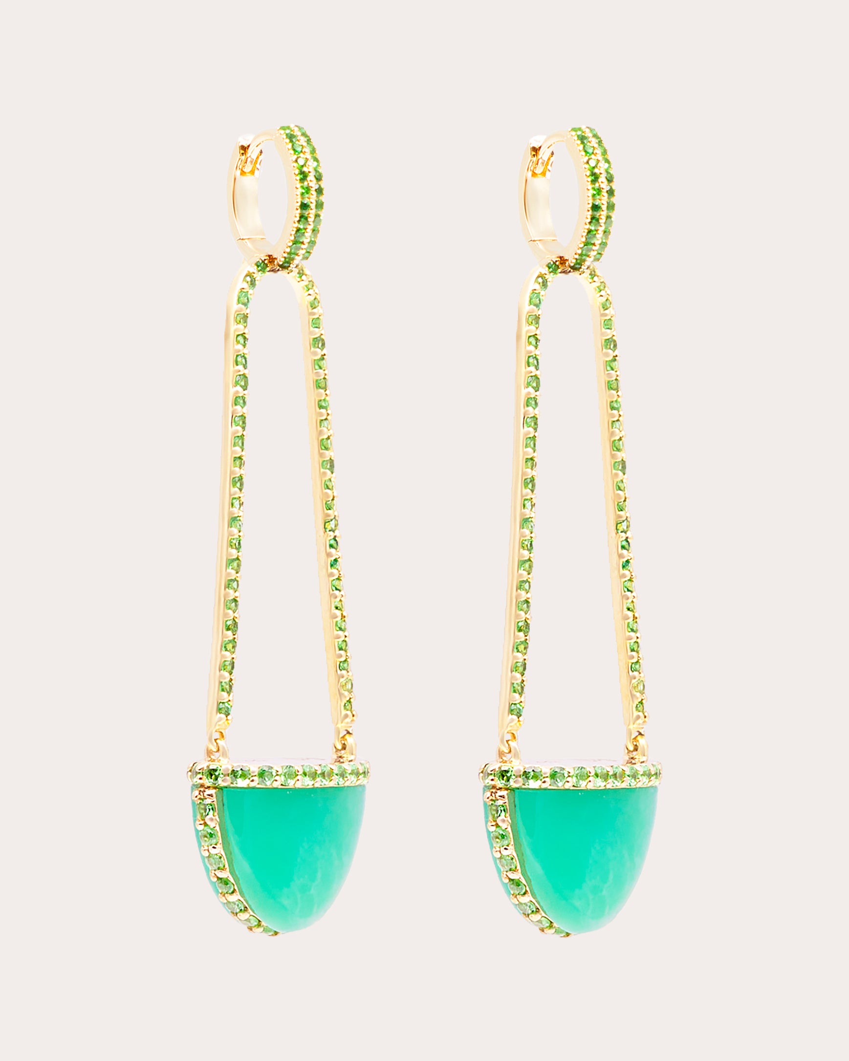 Chrysoprase & Tsavorite Found Cap Drop Earrings