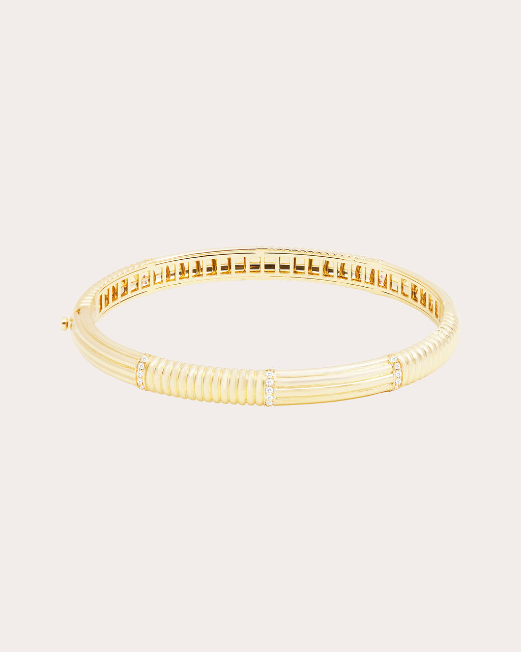 Diamond & 14k Gold Found Ribbed Bracelet