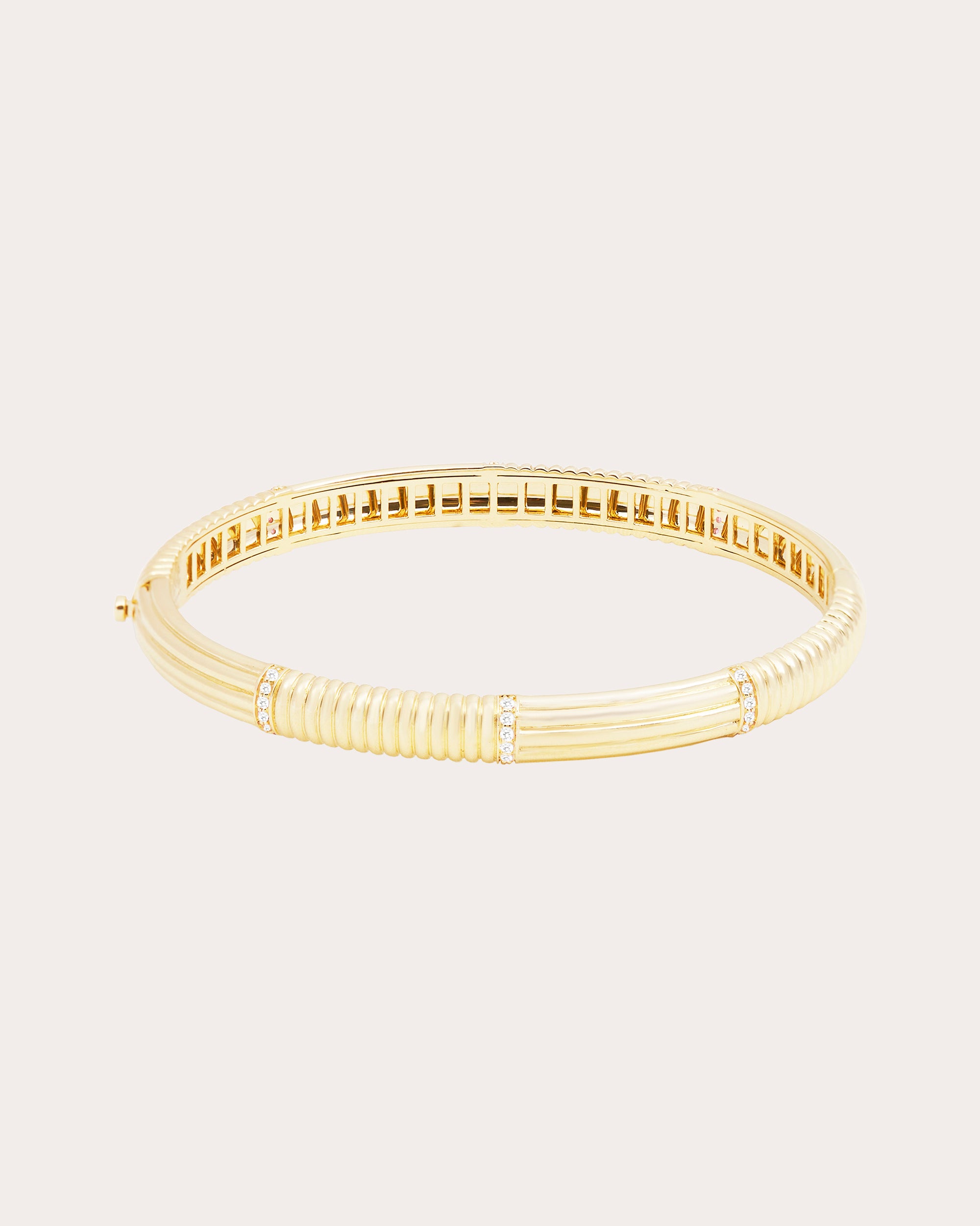 Diamond & 14k Gold Found Ribbed Bracelet