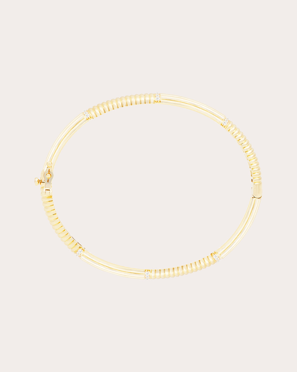 Diamond & 14k Gold Found Ribbed Bracelet