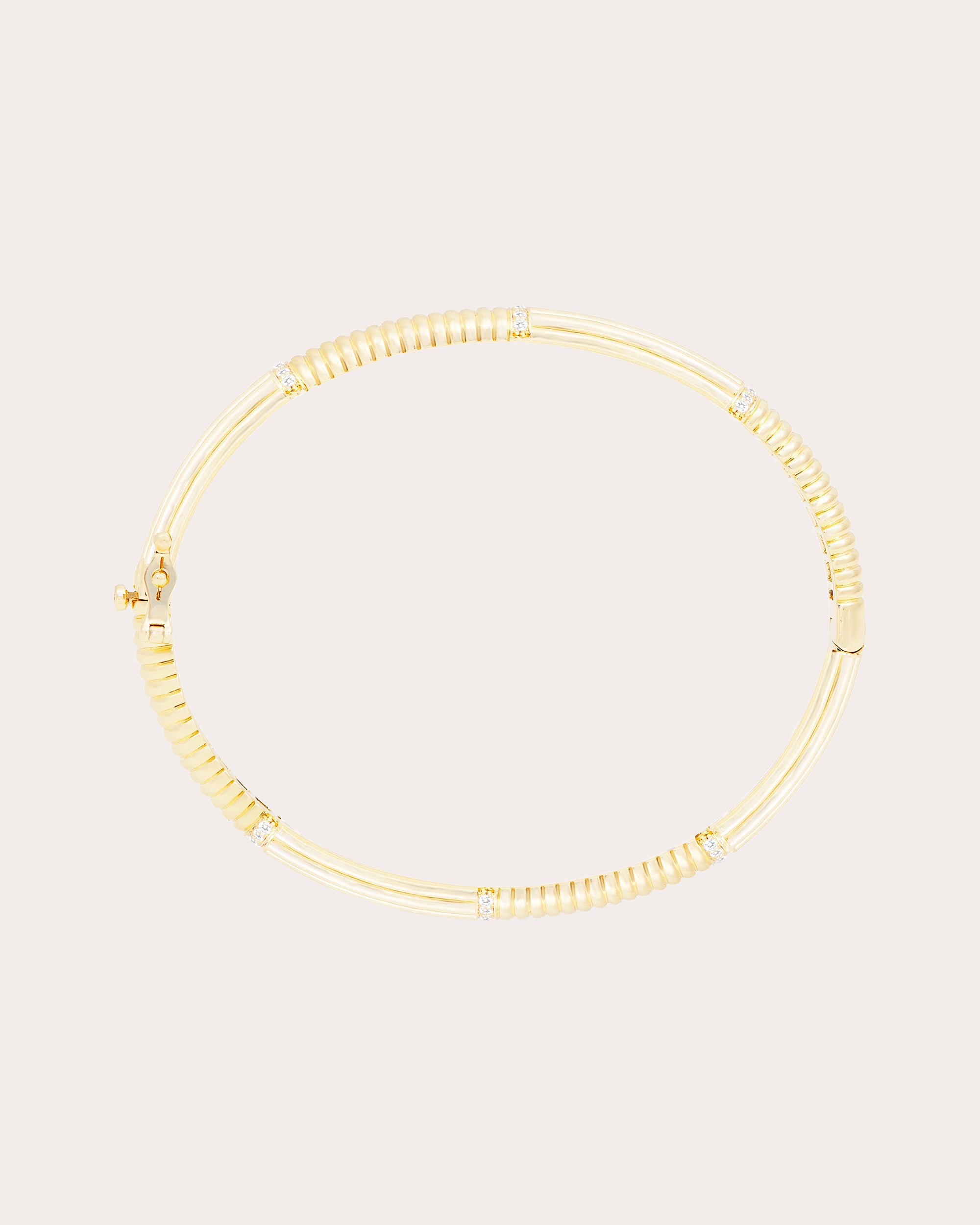 Diamond & 14k Gold Found Ribbed Bracelet