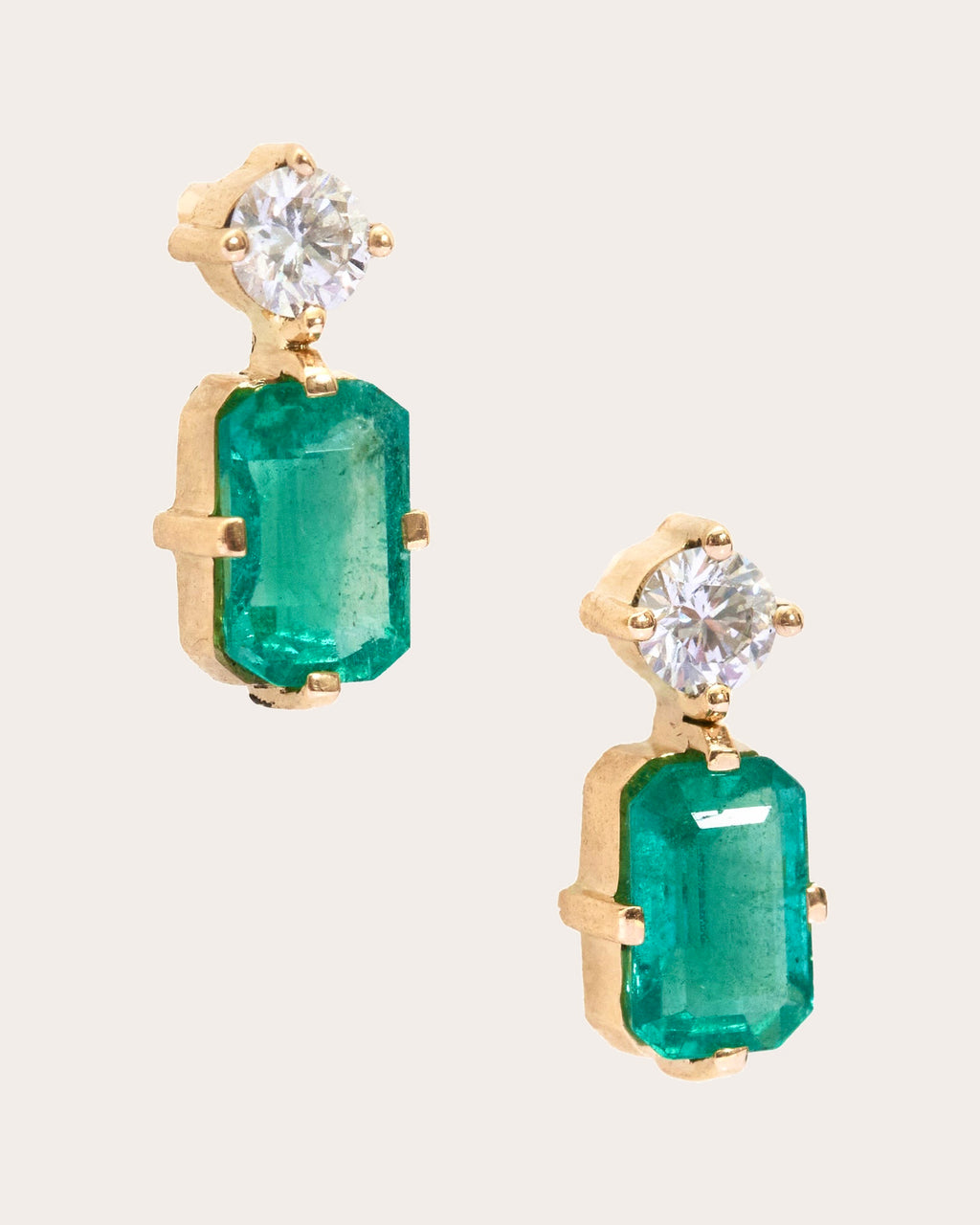 Emerald & Diamond Deco Drop Earrings