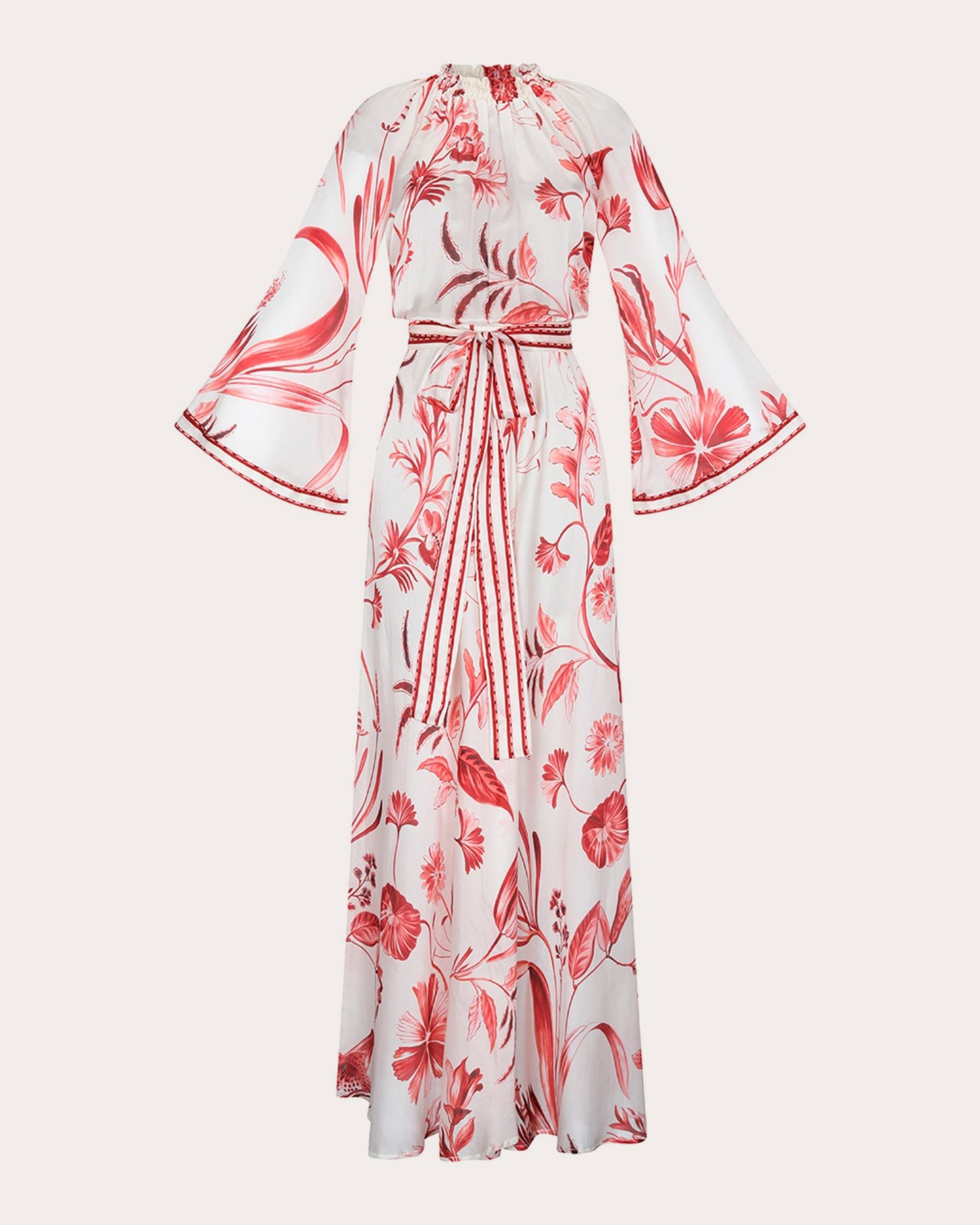 La Vie Rouge Cotton Silk Gathered Maxi Dress