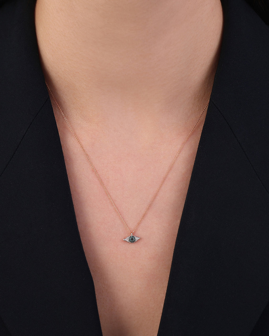 Blue Diamond Eye Light Pendant Necklace