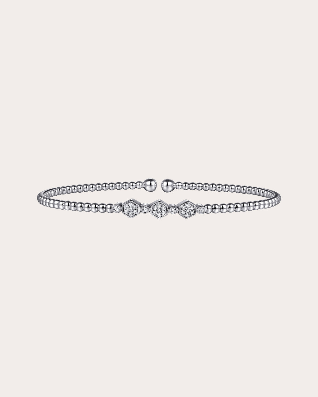 Diamond & 14k White Gold Bujukan Hexagon Cuff