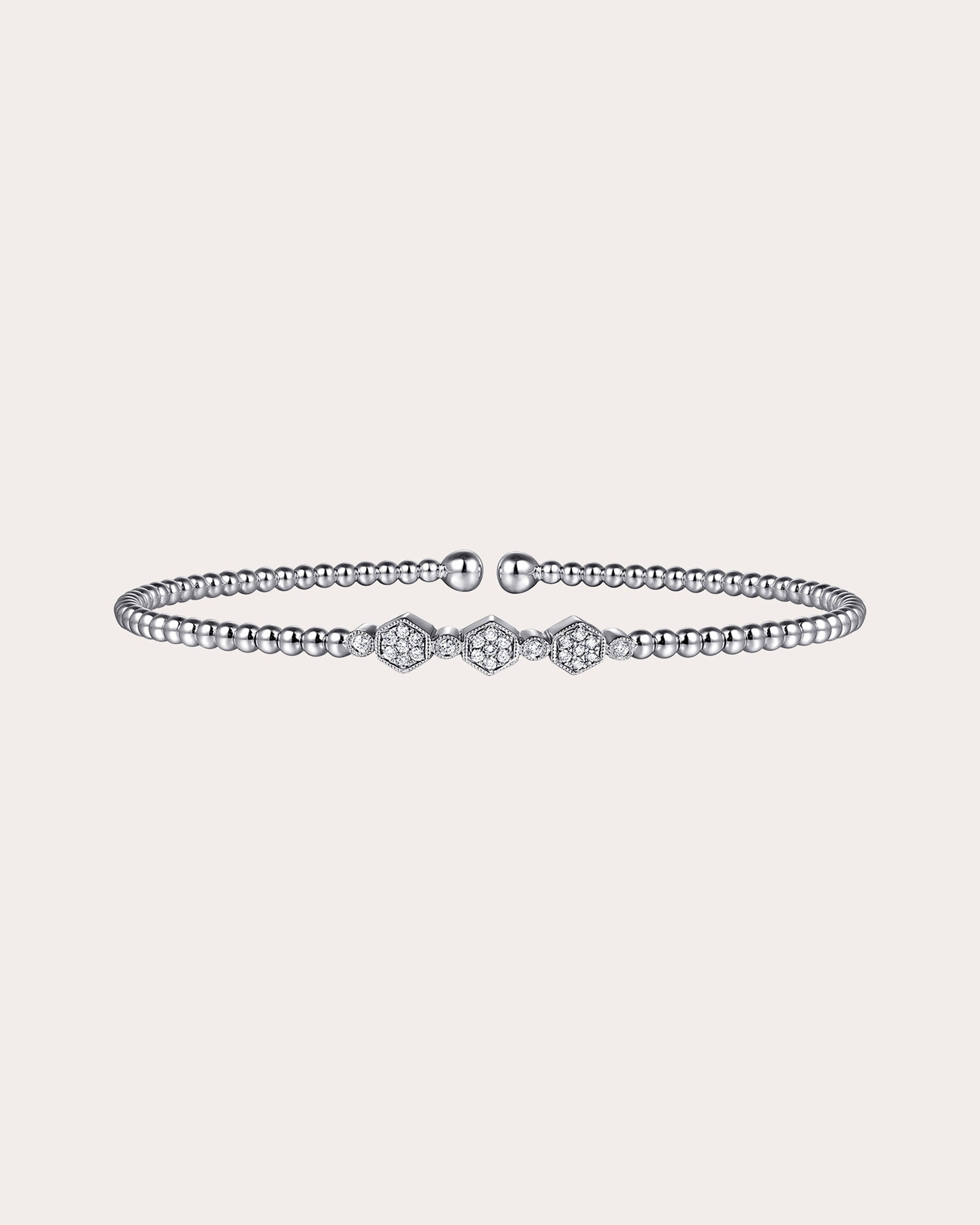 Diamond & 14k White Gold Bujukan Hexagon Cuff