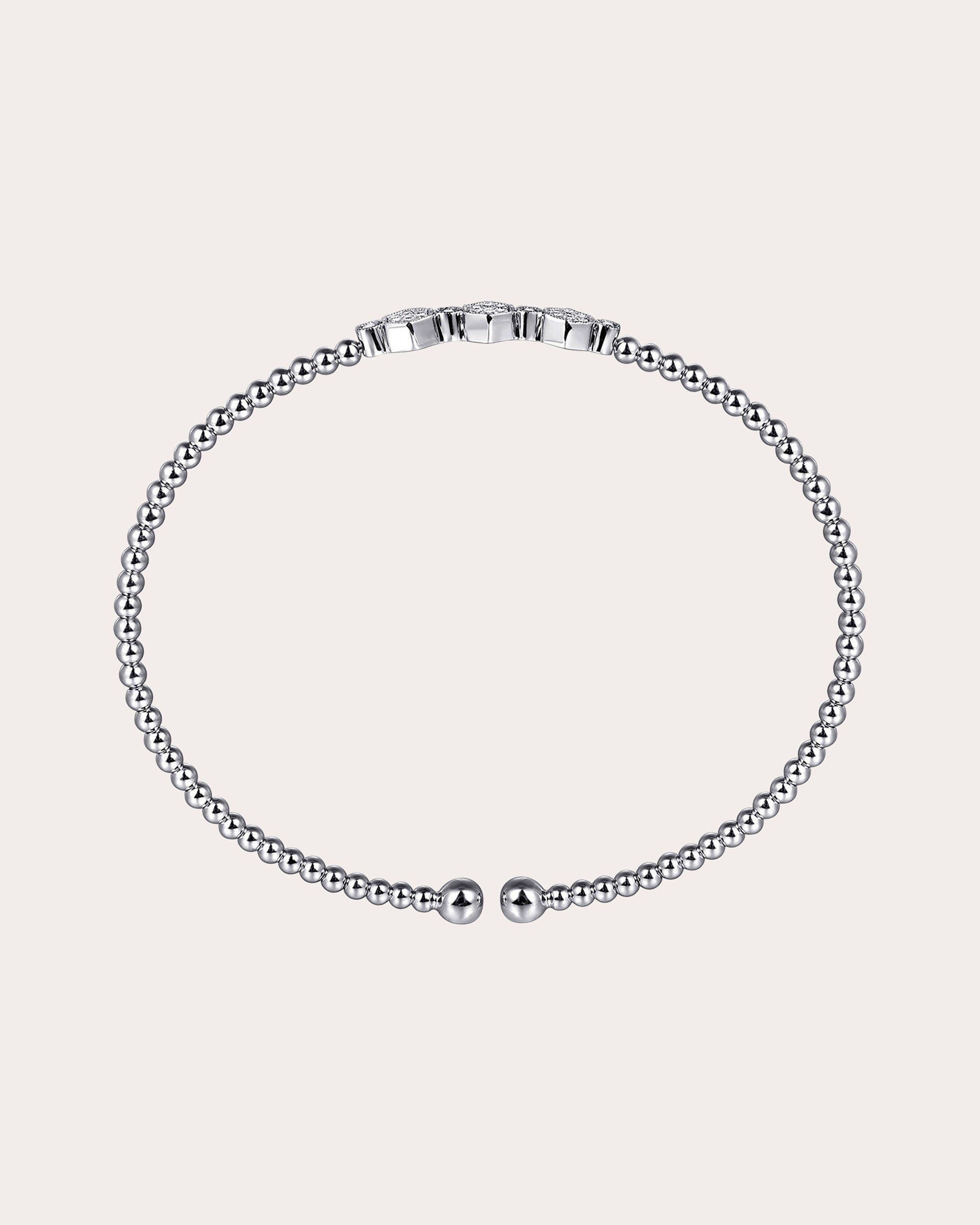 Diamond & 14k White Gold Bujukan Hexagon Cuff