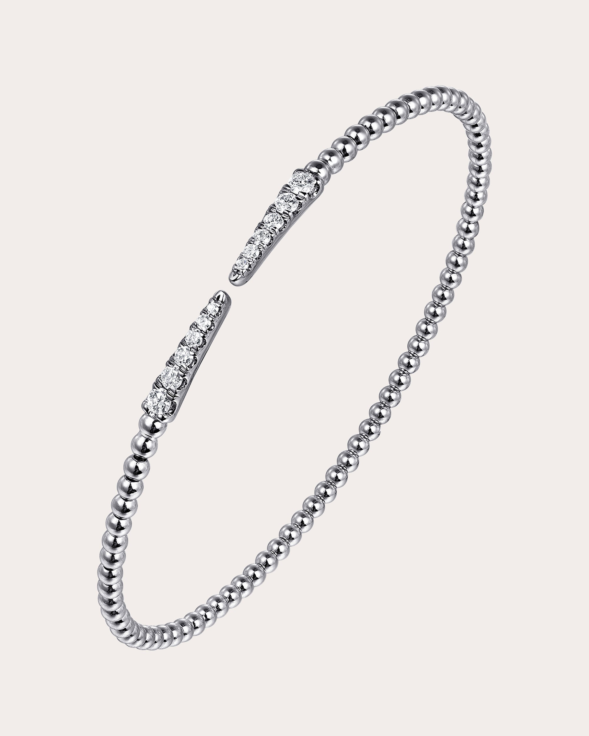 Diamond & 14k White Gold Bujukan Spikes Cuff