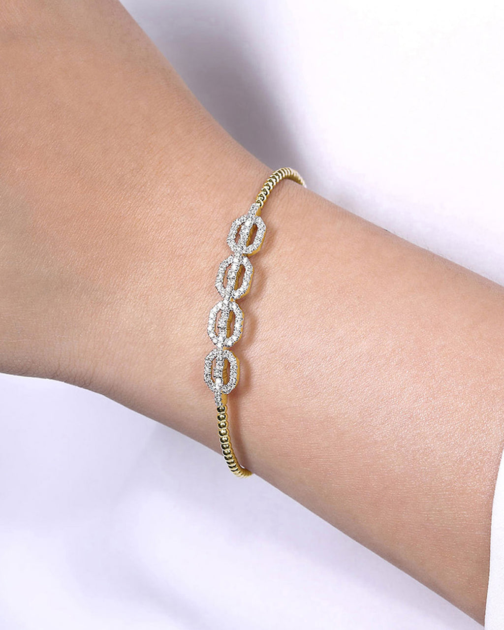 Diamond & 14k Gold Bujukan Pavé Links Cuff