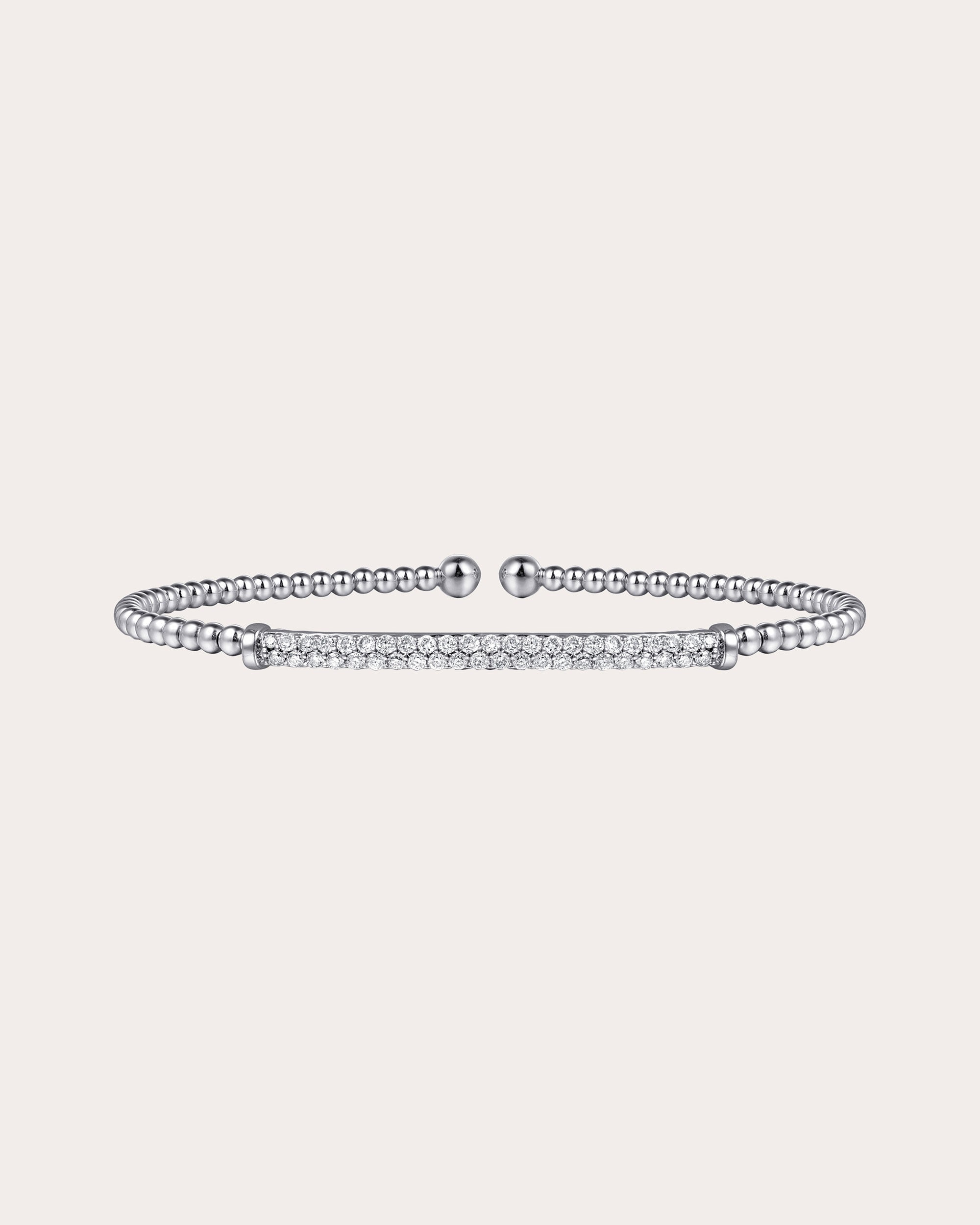 Diamond & 14k White Gold Bujukan Bar Cuff