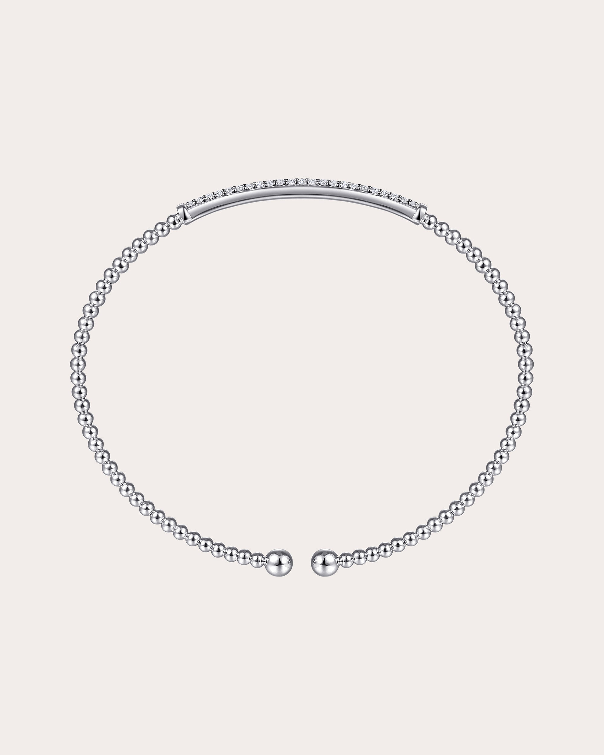 Diamond & 14k White Gold Bujukan Bar Cuff
