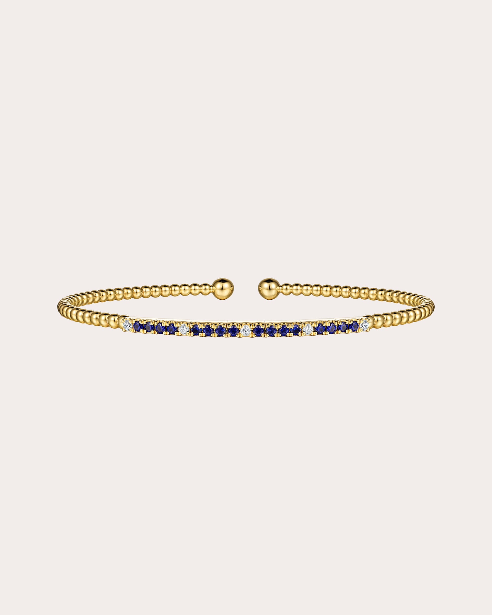 Sapphire & Diamond 14k Gold Bujukan Split Cuff