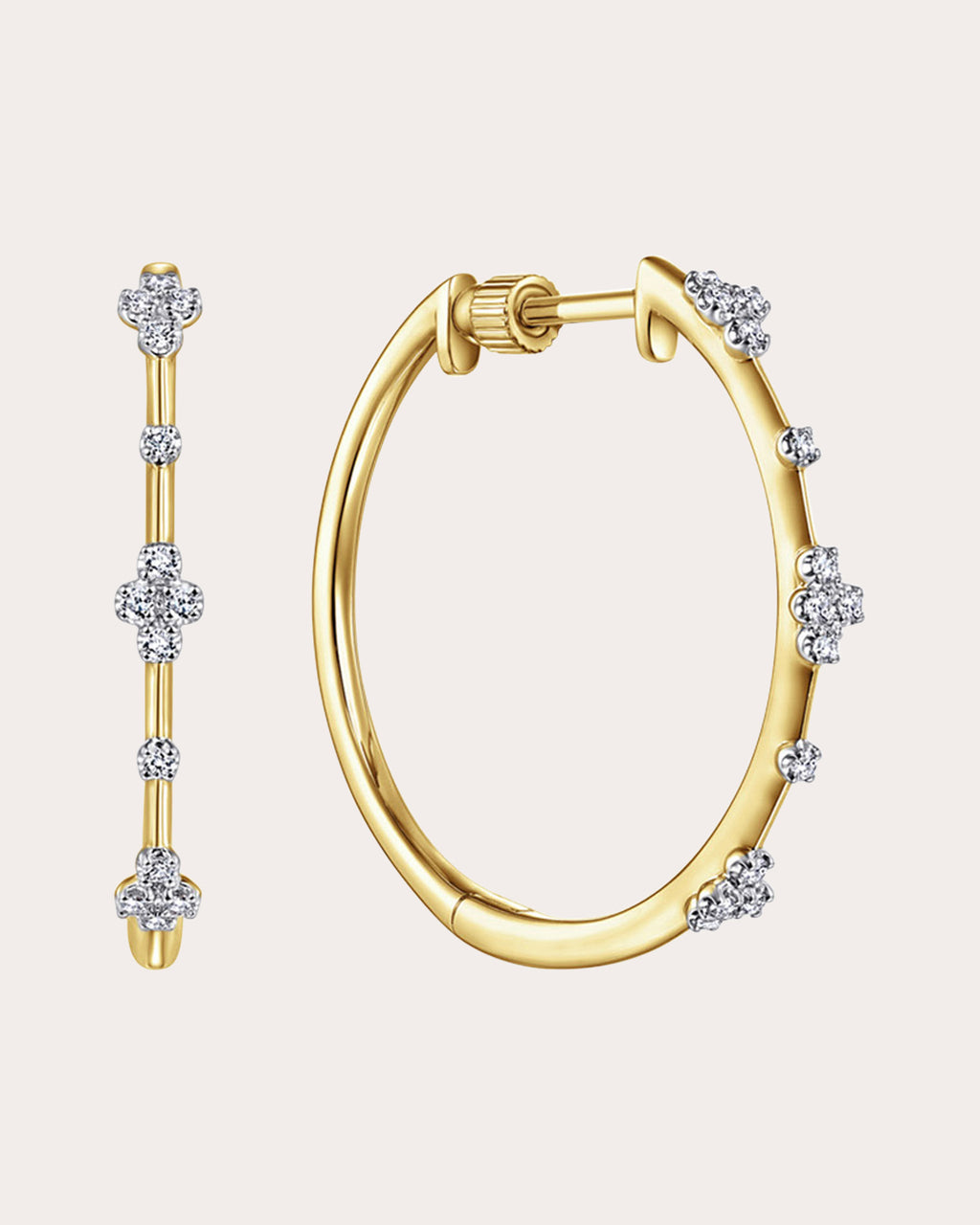 Diamond & 14k Gold Classic 20mm Hoop Earrings
