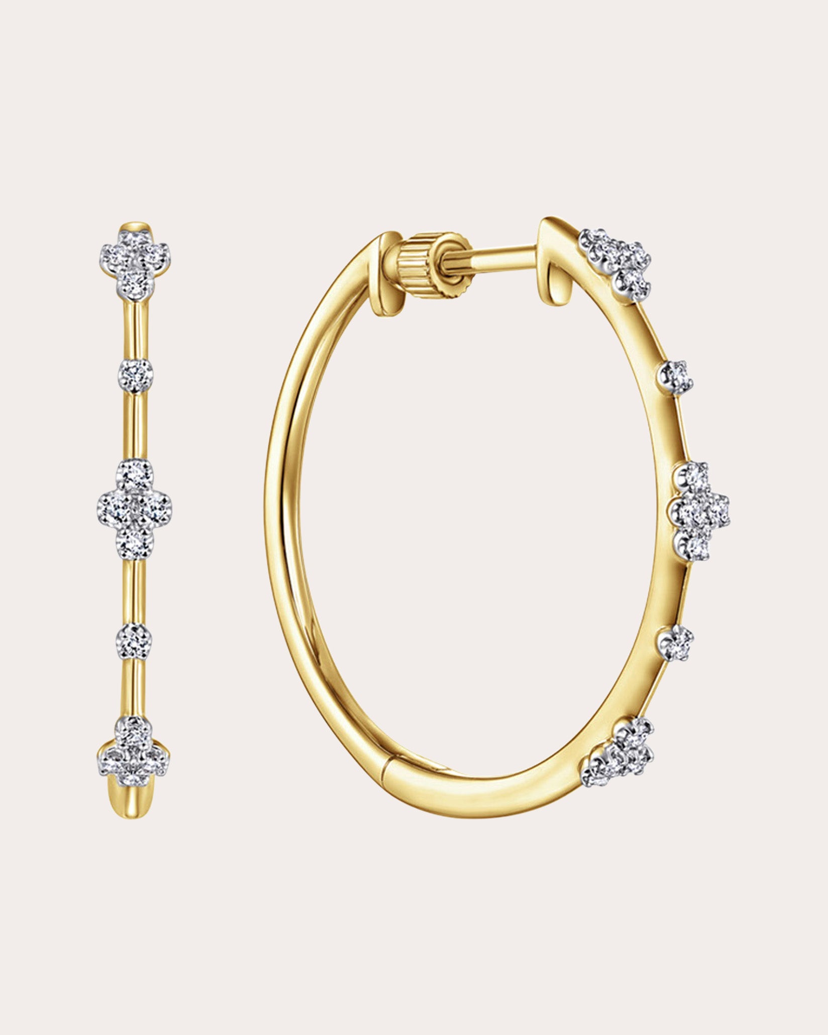 Diamond & 14k Gold Classic 20mm Hoop Earrings