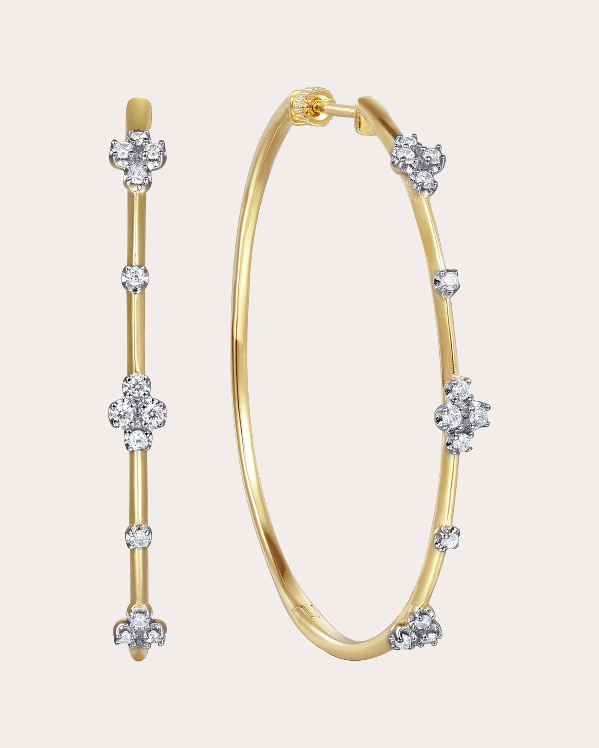 Diamond & 14k Gold Classic Prong Hoop Earrings