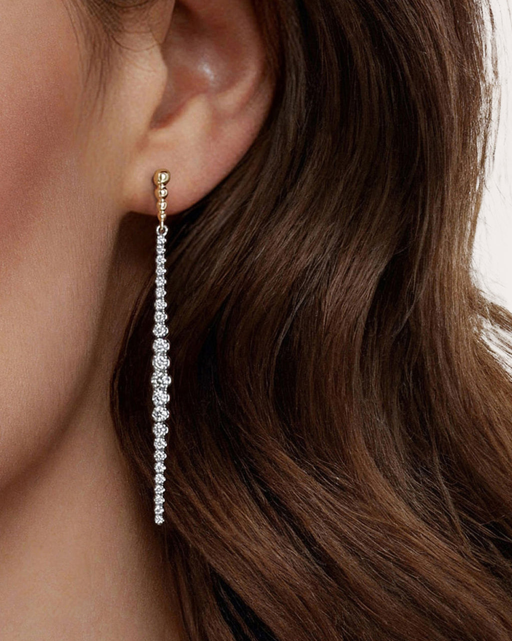 Diamond & Two-Tone Bujukan Linear Drop Earrings