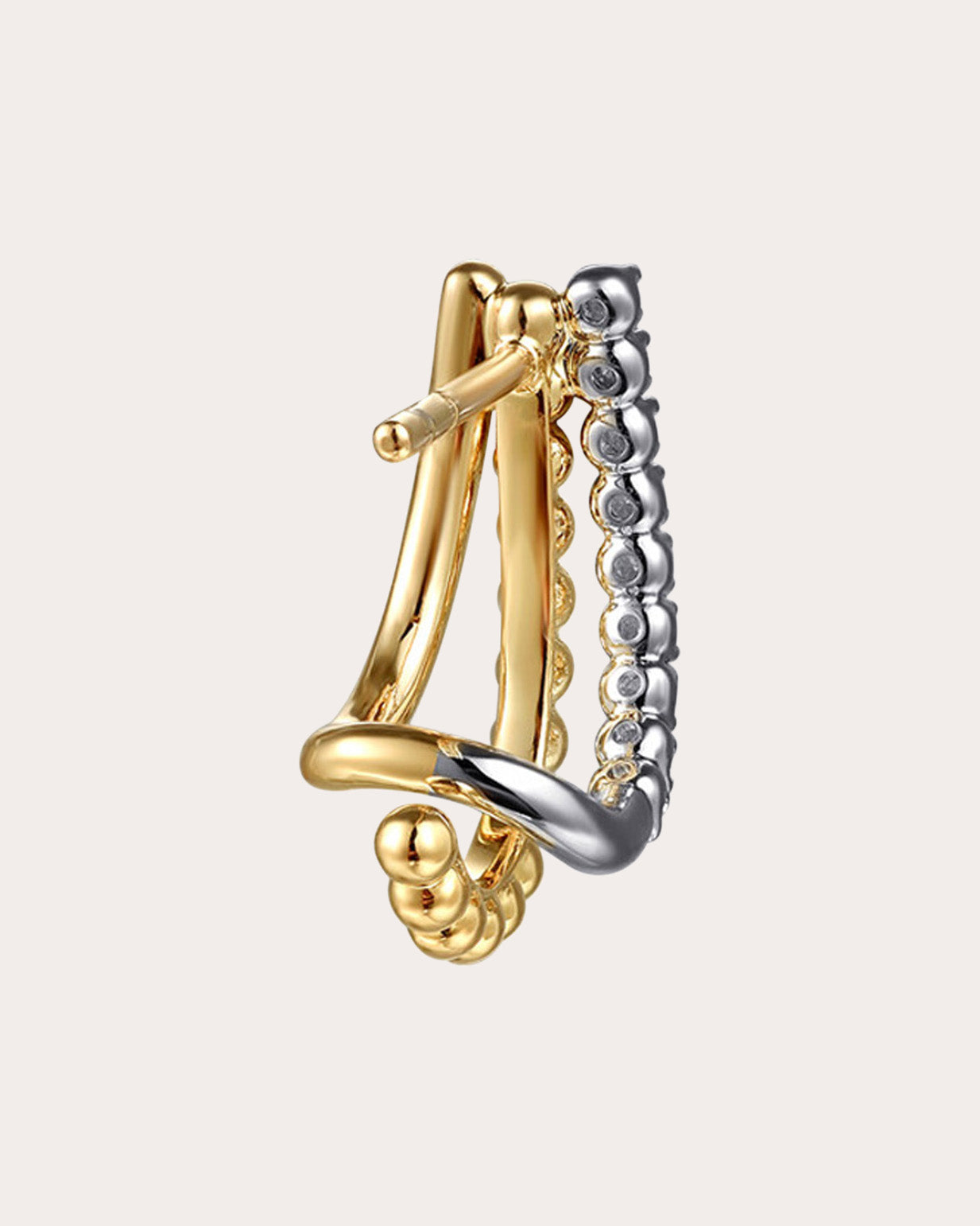 Diamond & Two-Tone Bujukan J Huggie Earrings