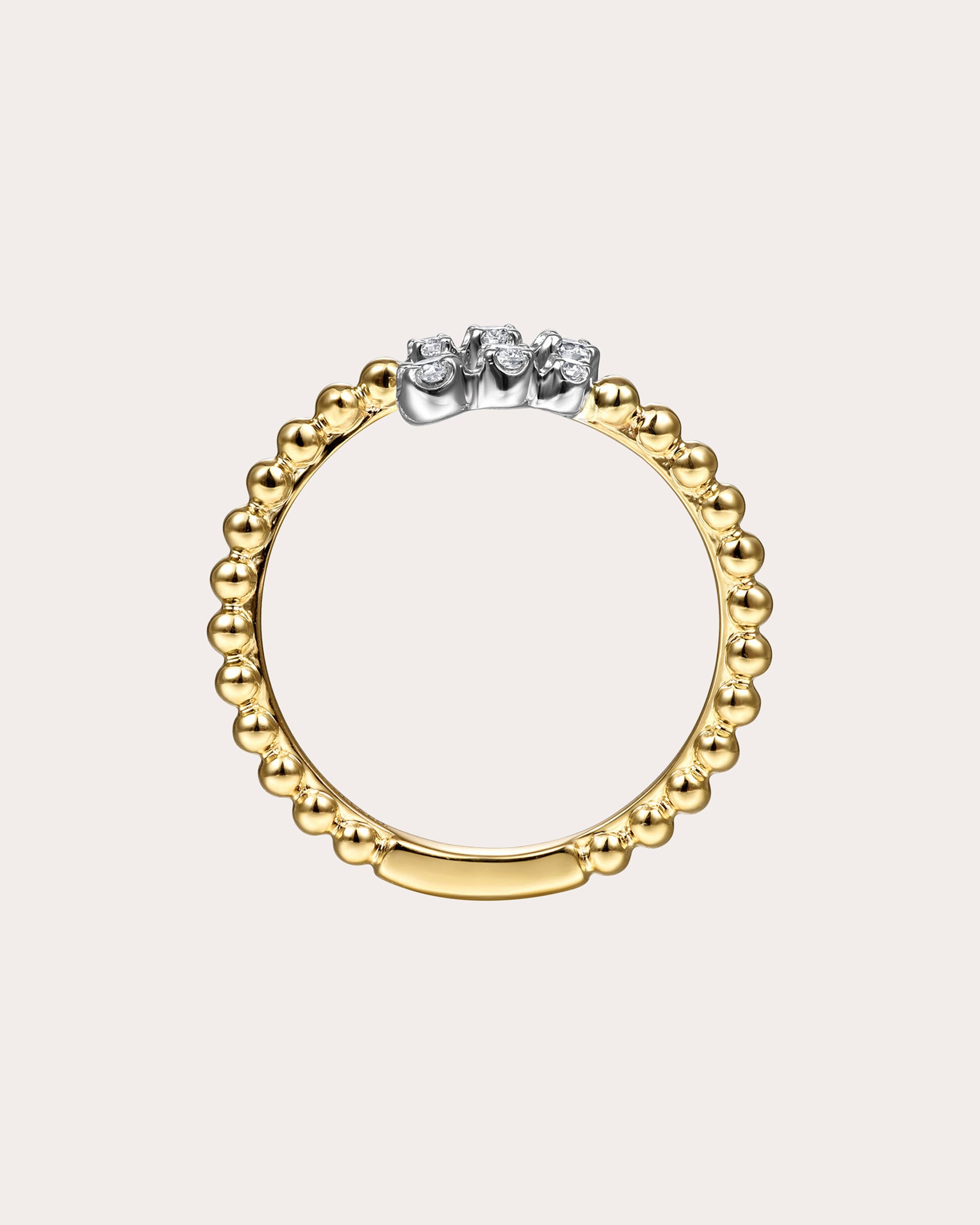 Diamond & 14k Gold Bujukan Beaded Bypass Ring