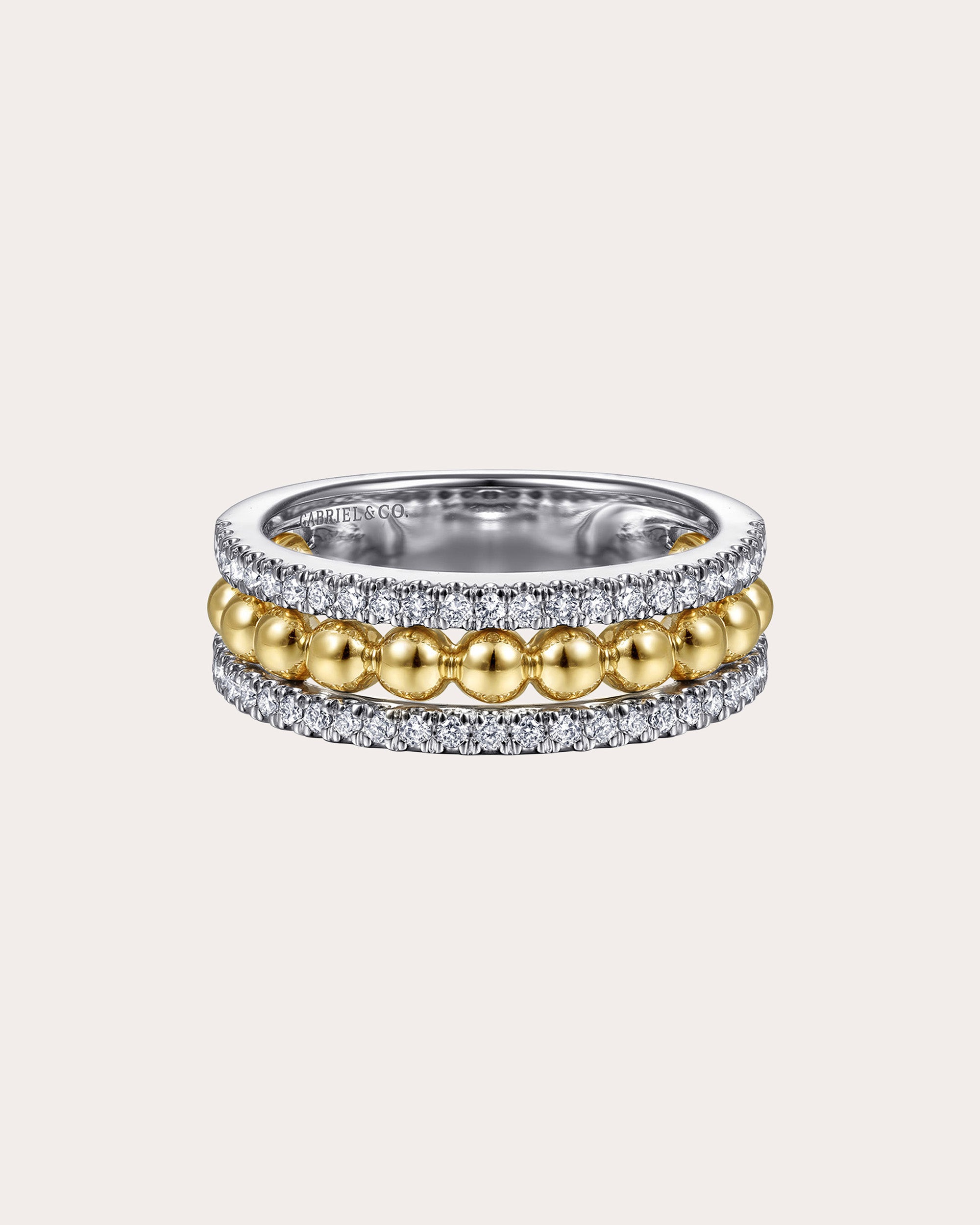 Diamond & Two-Tone Bujukan Wide Band Ring
