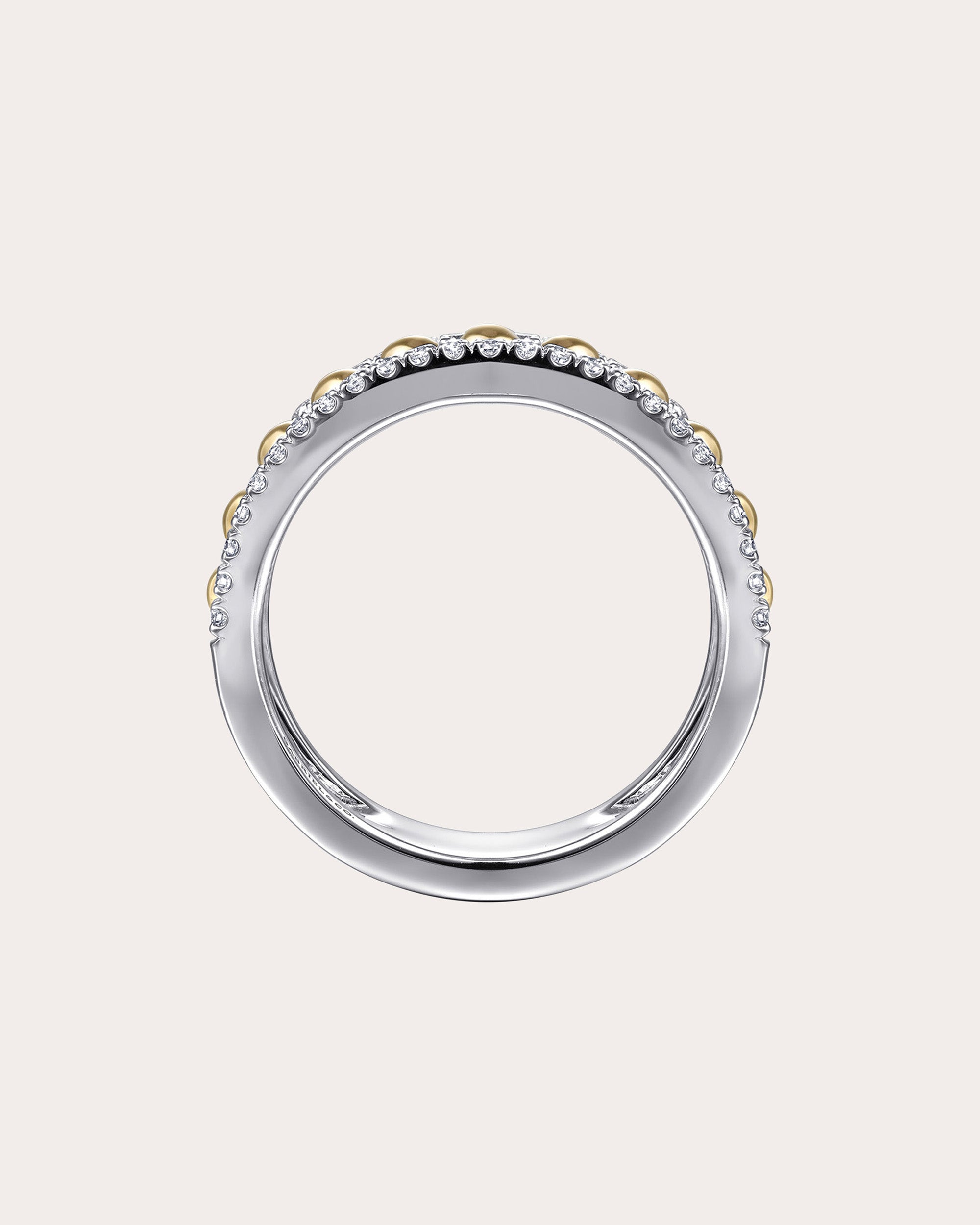 Diamond & Two-Tone Bujukan Wide Band Ring