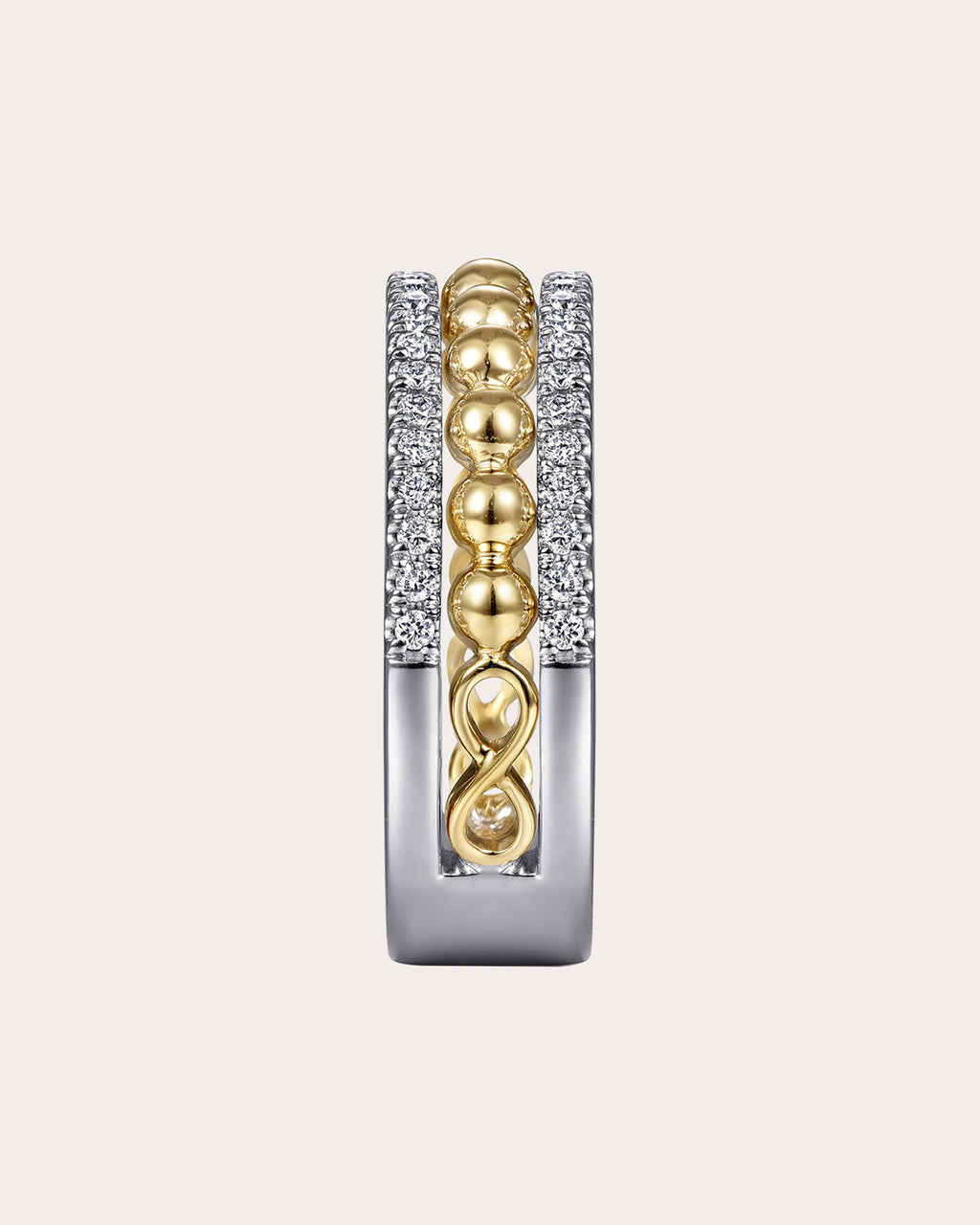 Diamond & Two-Tone Bujukan Wide Band Ring
