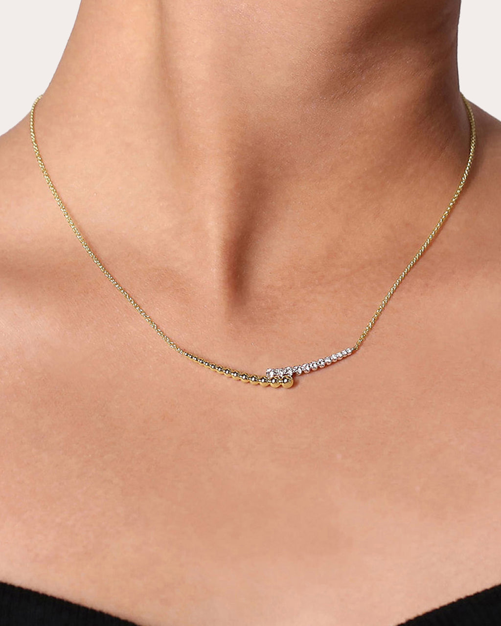 Diamond & 14k Gold Bujukan Bar Necklace