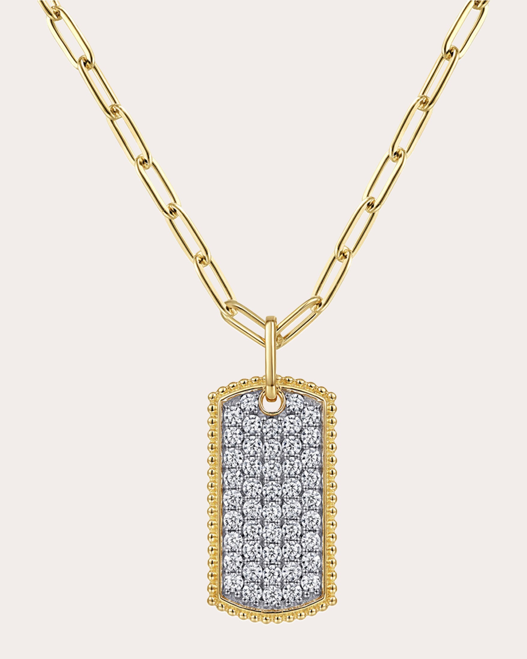 Diamond & 14k Gold Bujukan Dog Tag Necklace