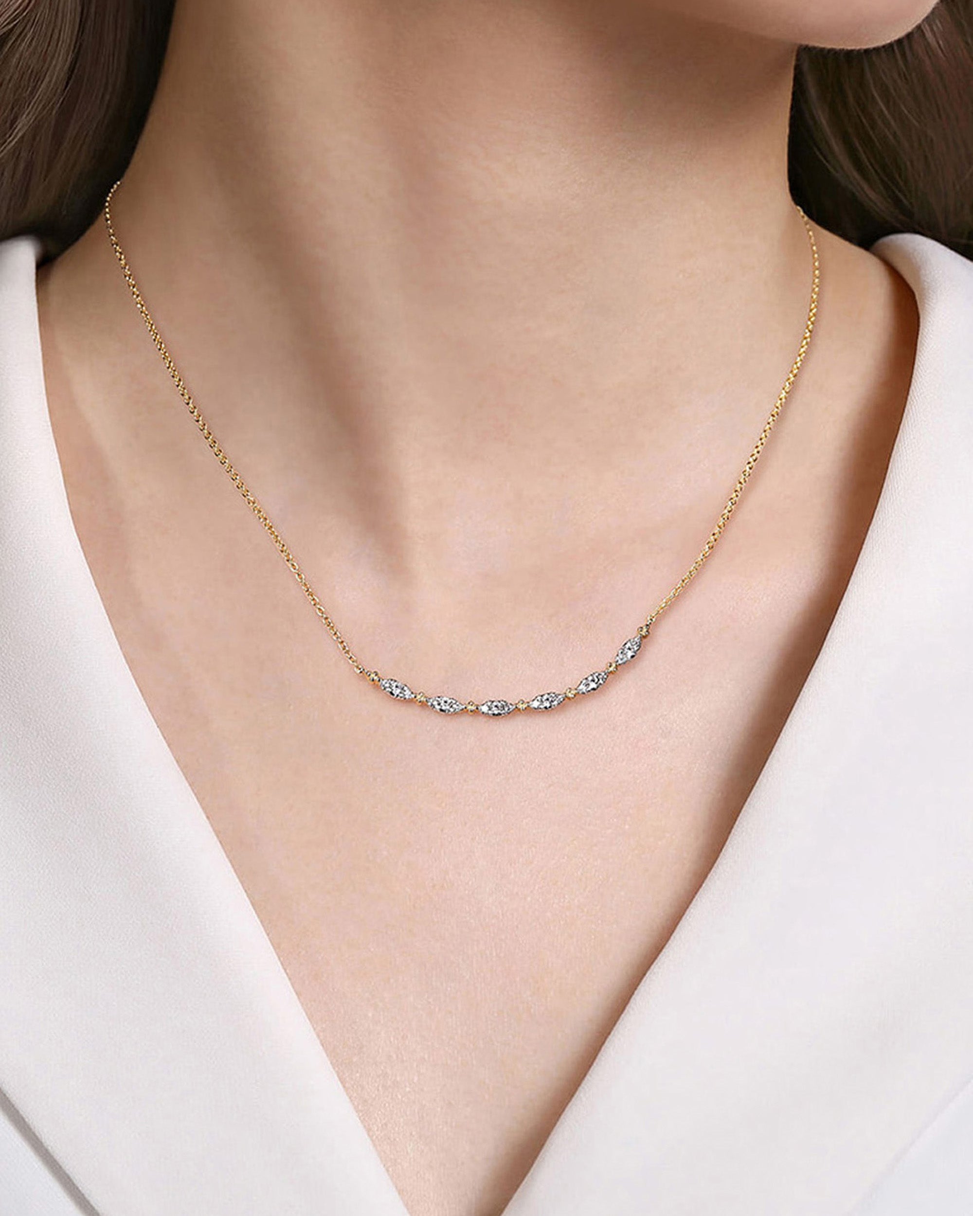 Diamond & 14k Gold Bujukan Marquise Necklace