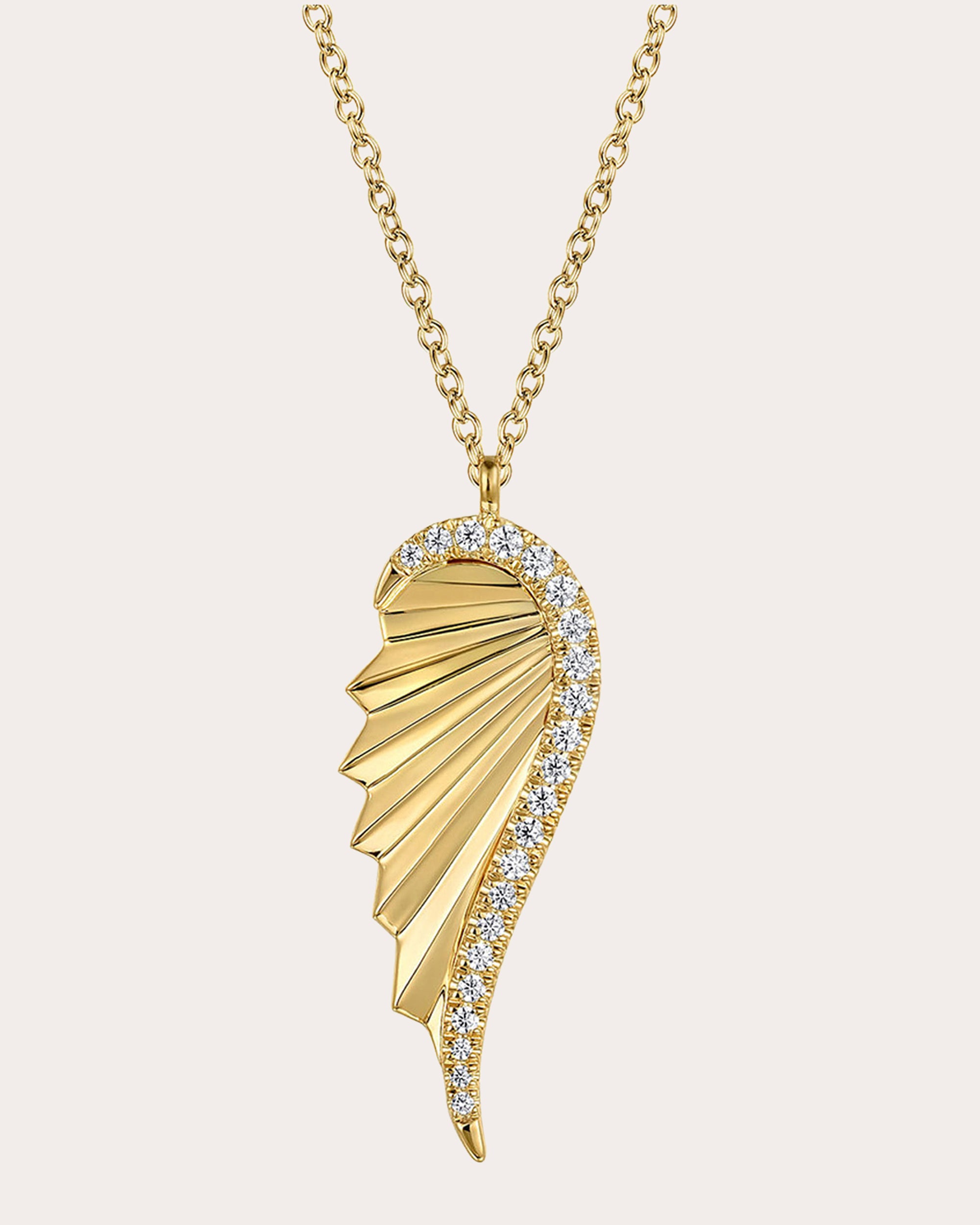 Diamond & 14k Gold Wing Pendant Necklace