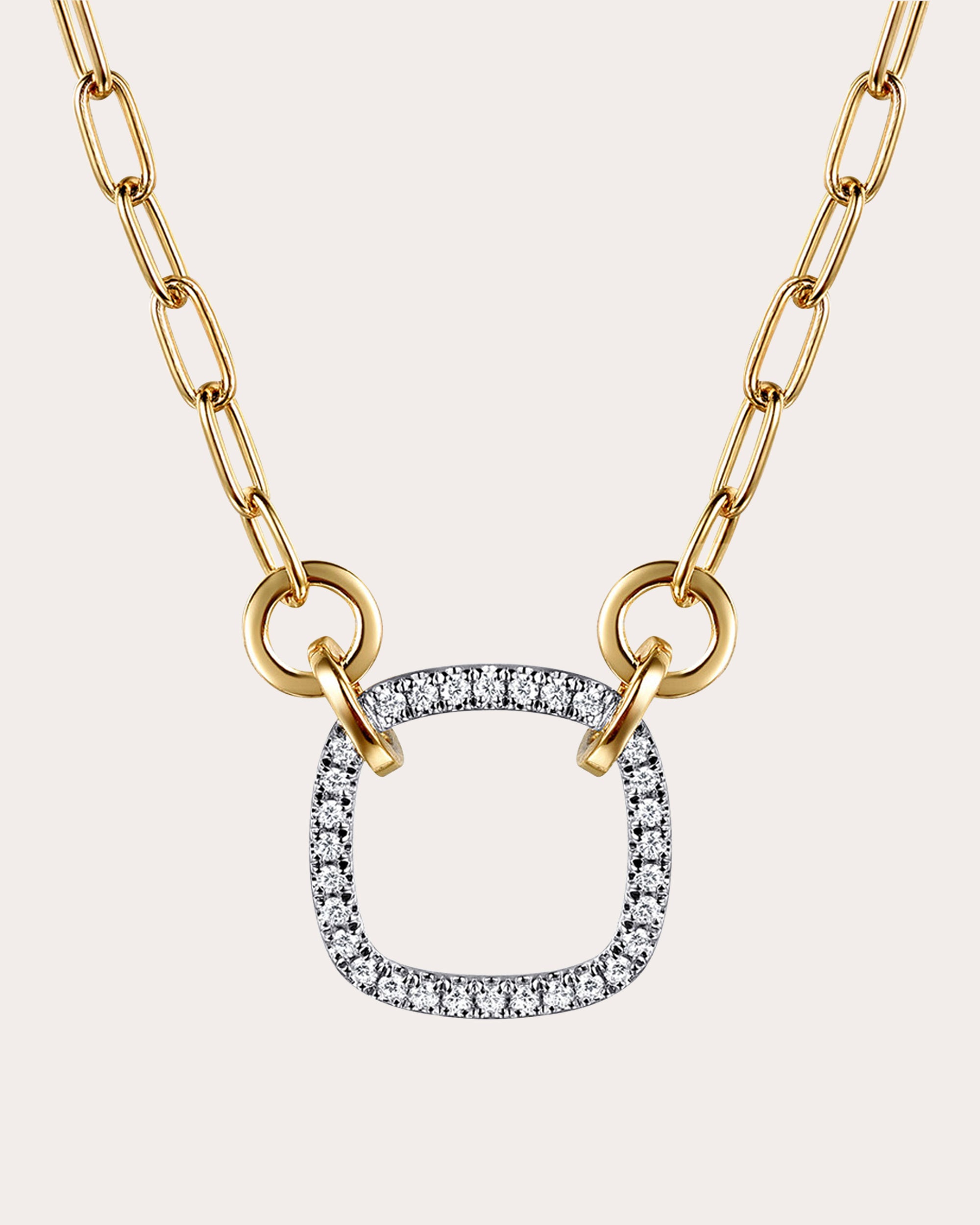 Diamond & 14k Gold Paperclip Pendant Necklace