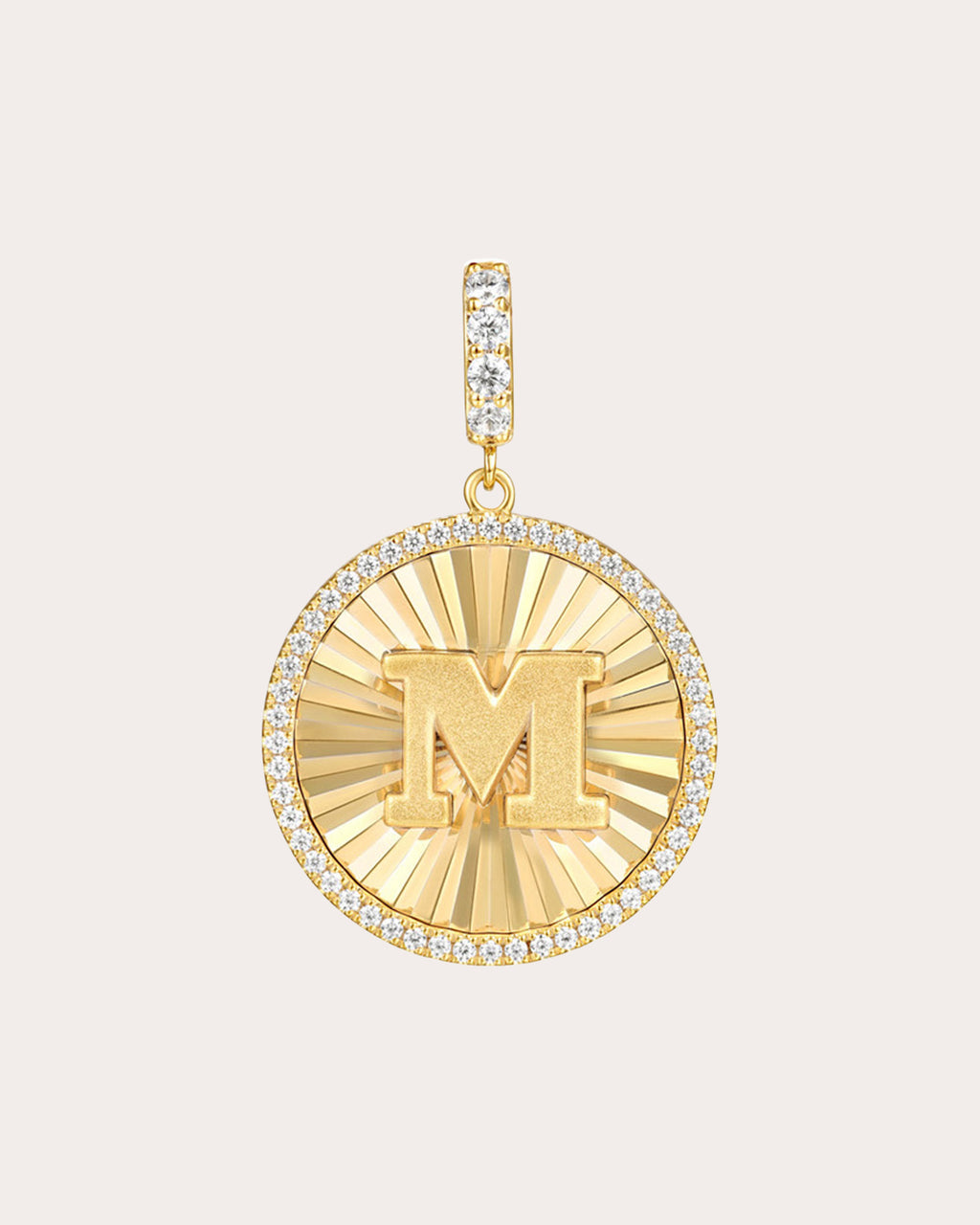 Diamond & 14k Gold M Initial Medallion