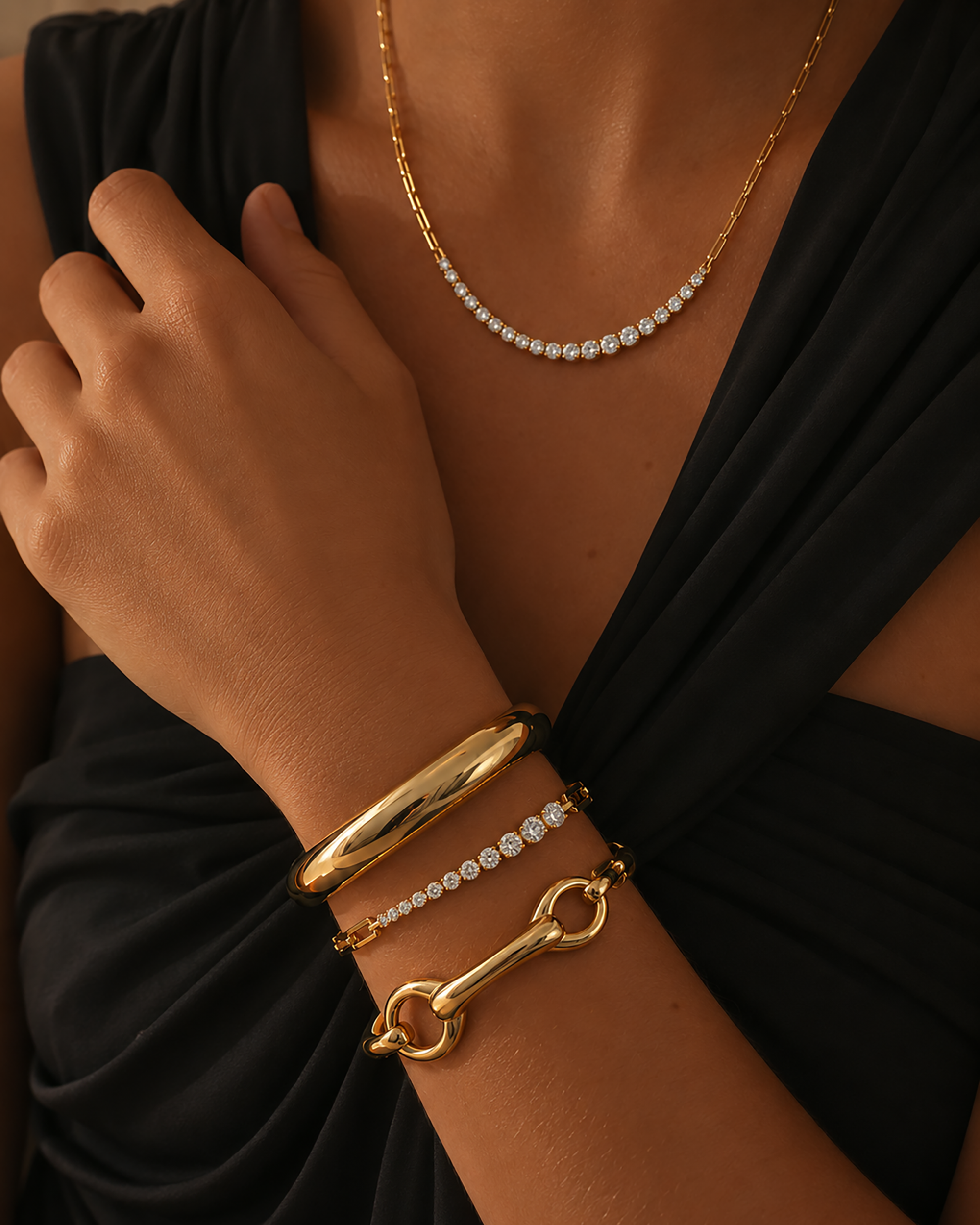 Triple Link Double Beam Cuff Bracelet