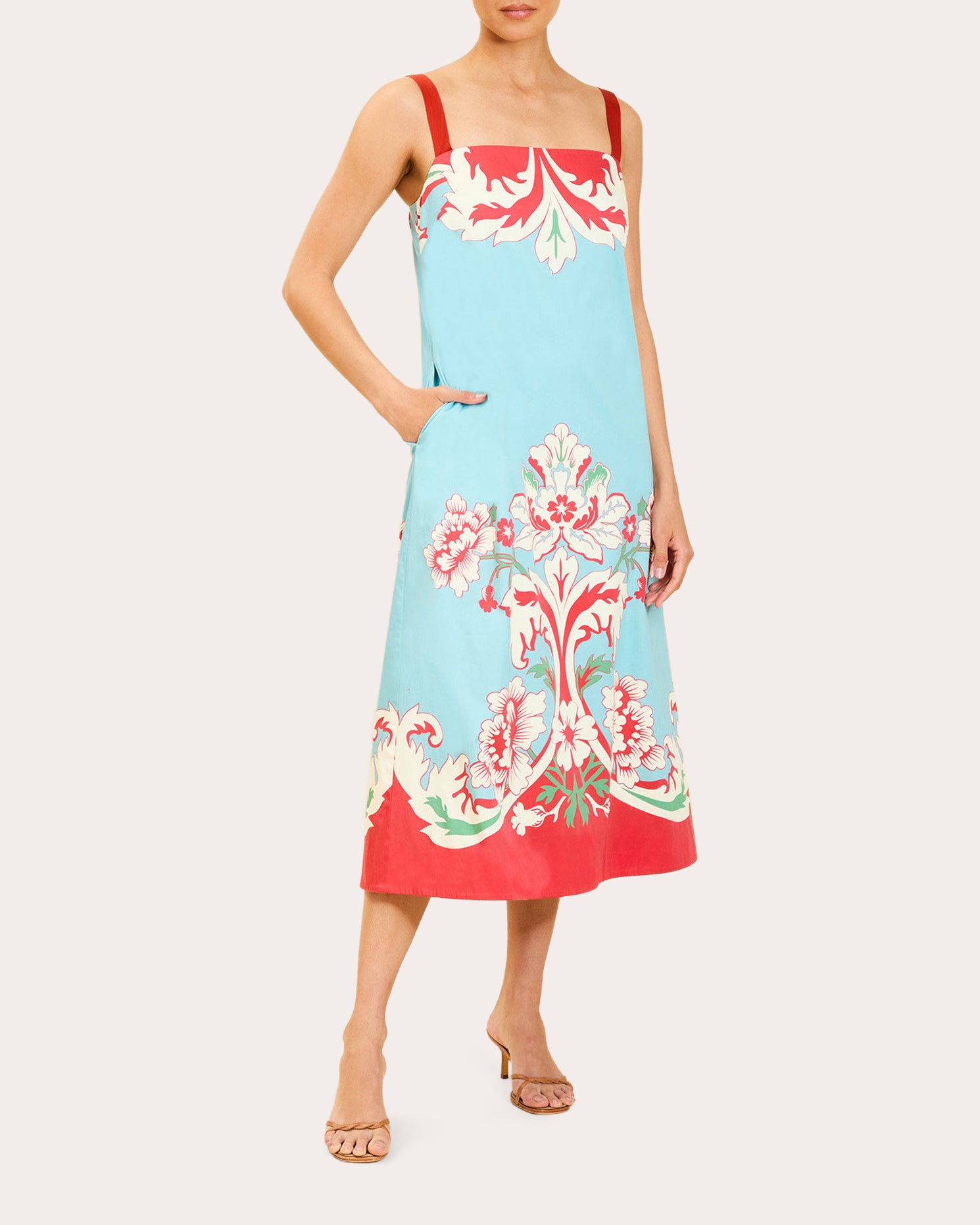 Galena Floral Poplin Column Midi Dress