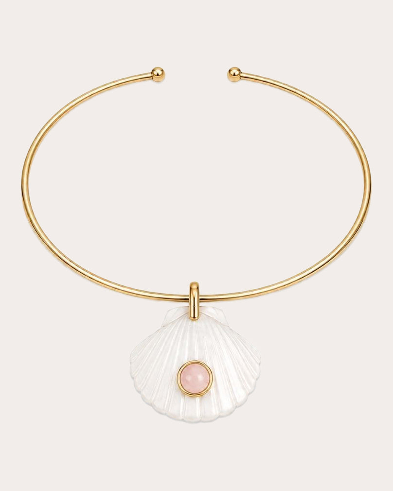 Rose Quartz Shelly Choker Necklace