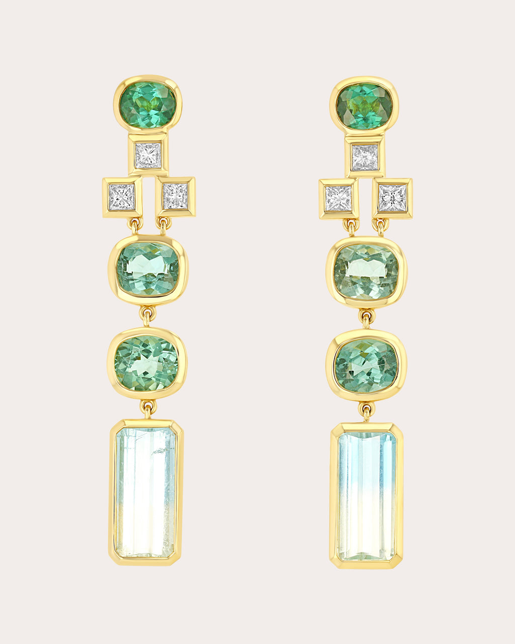 Tourmaline & Diamond 18k Gold Gleam Drop Earrings