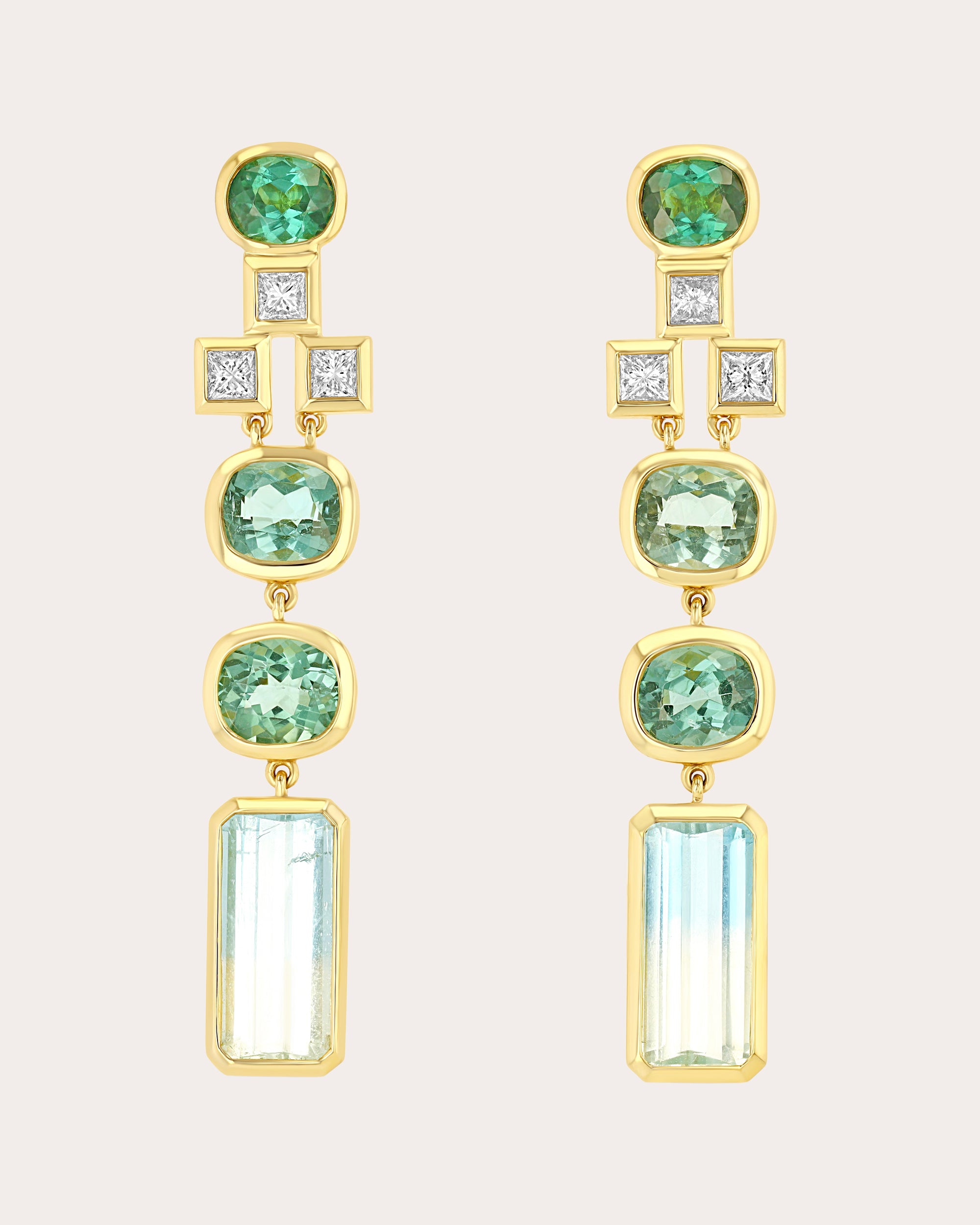 Tourmaline & Diamond 18k Gold Gleam Drop Earrings