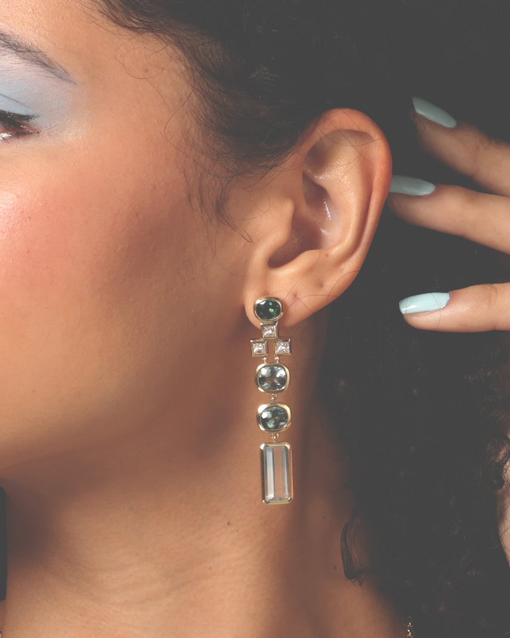 Tourmaline & Diamond 18k Gold Gleam Drop Earrings