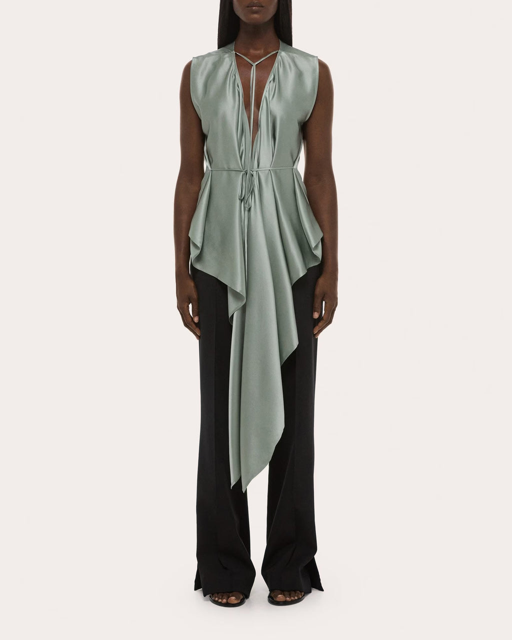Silk Reversible Draped Scarf Top