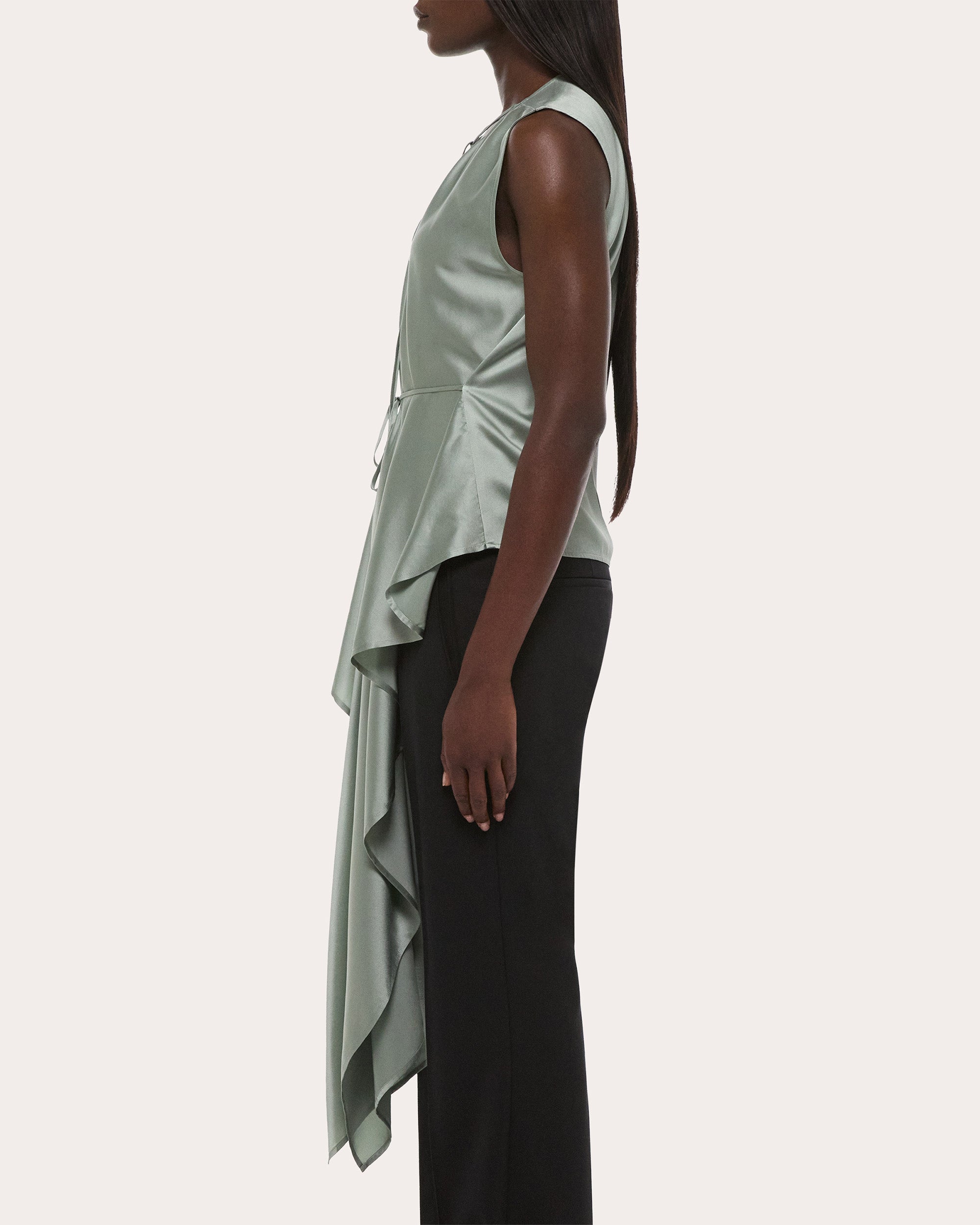 Silk Reversible Draped Scarf Top